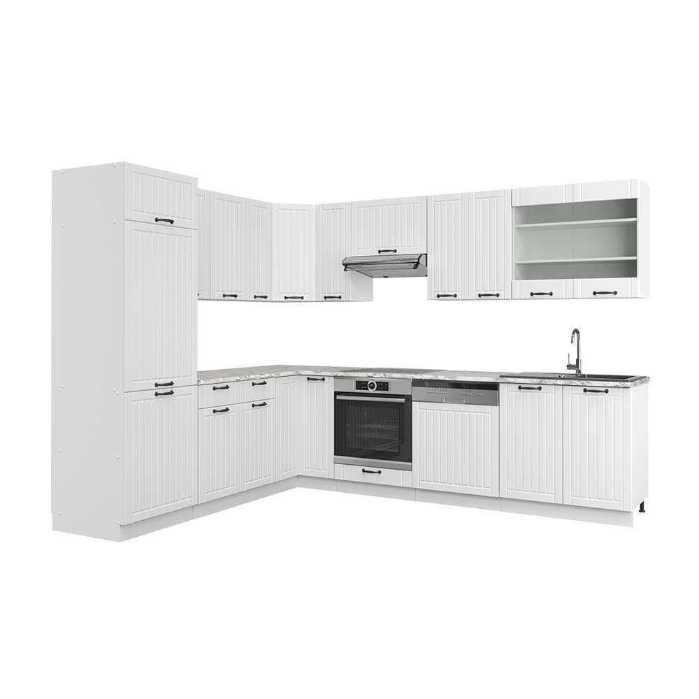 Vicco R-Line Singleküche Weiß Hochglanz/Anthrazit 140 cm AP Marmor günstig online kaufen