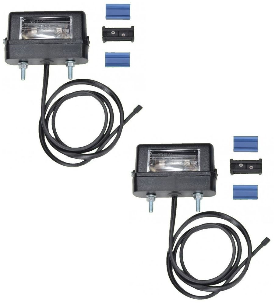Aspöck Anhänger 2x Kennzeichenleuchte small - mit Birne + 0,8m Kabel + DC Verbinder