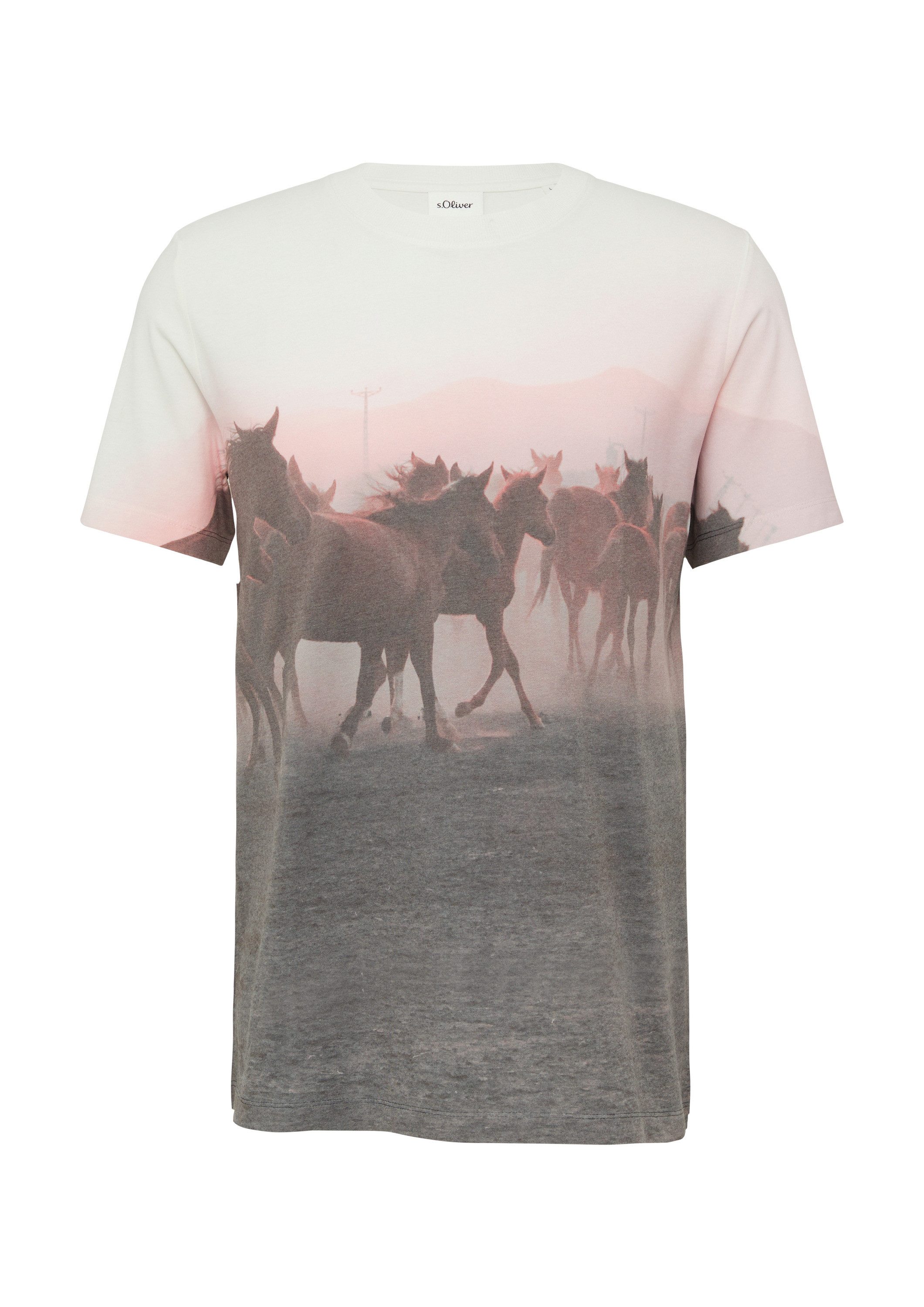 s.Oliver Kurzarmshirt T-Shirt Baumwoll-T-Shirt mit Fotoprint