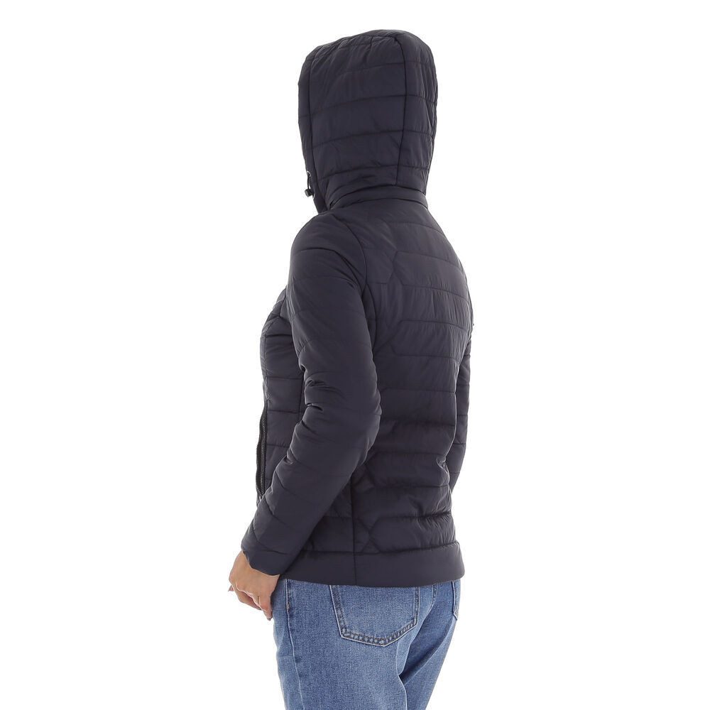 Ital-Design Steppjacke Damen Freizeit (87256698) Kapuze (abnehmbar) Leicht gefüttert Übergangsjack in Dunkelblau