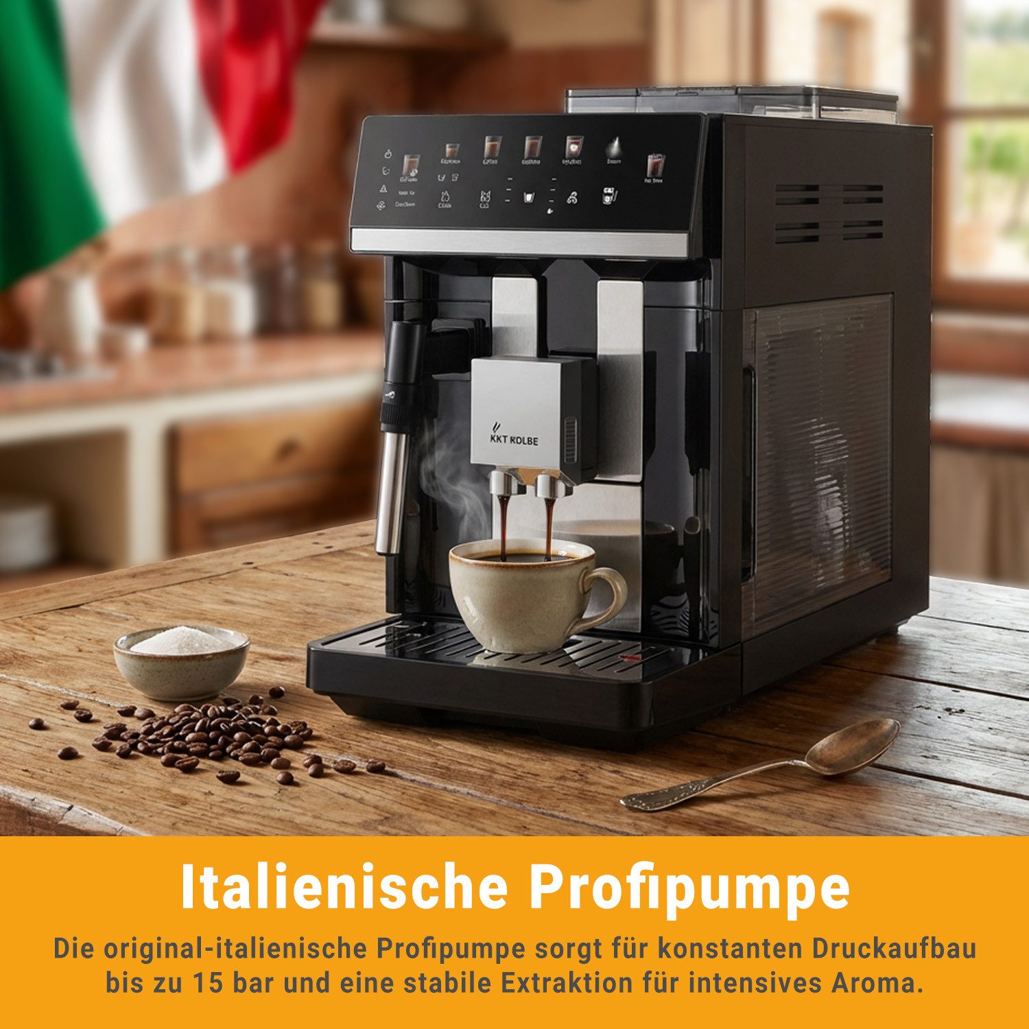 KKT KOLBE Kaffeevollautomat Pure, Automatische Reinigung, 2 Tassen-Funktion, 4 Kaffeespezialitäten