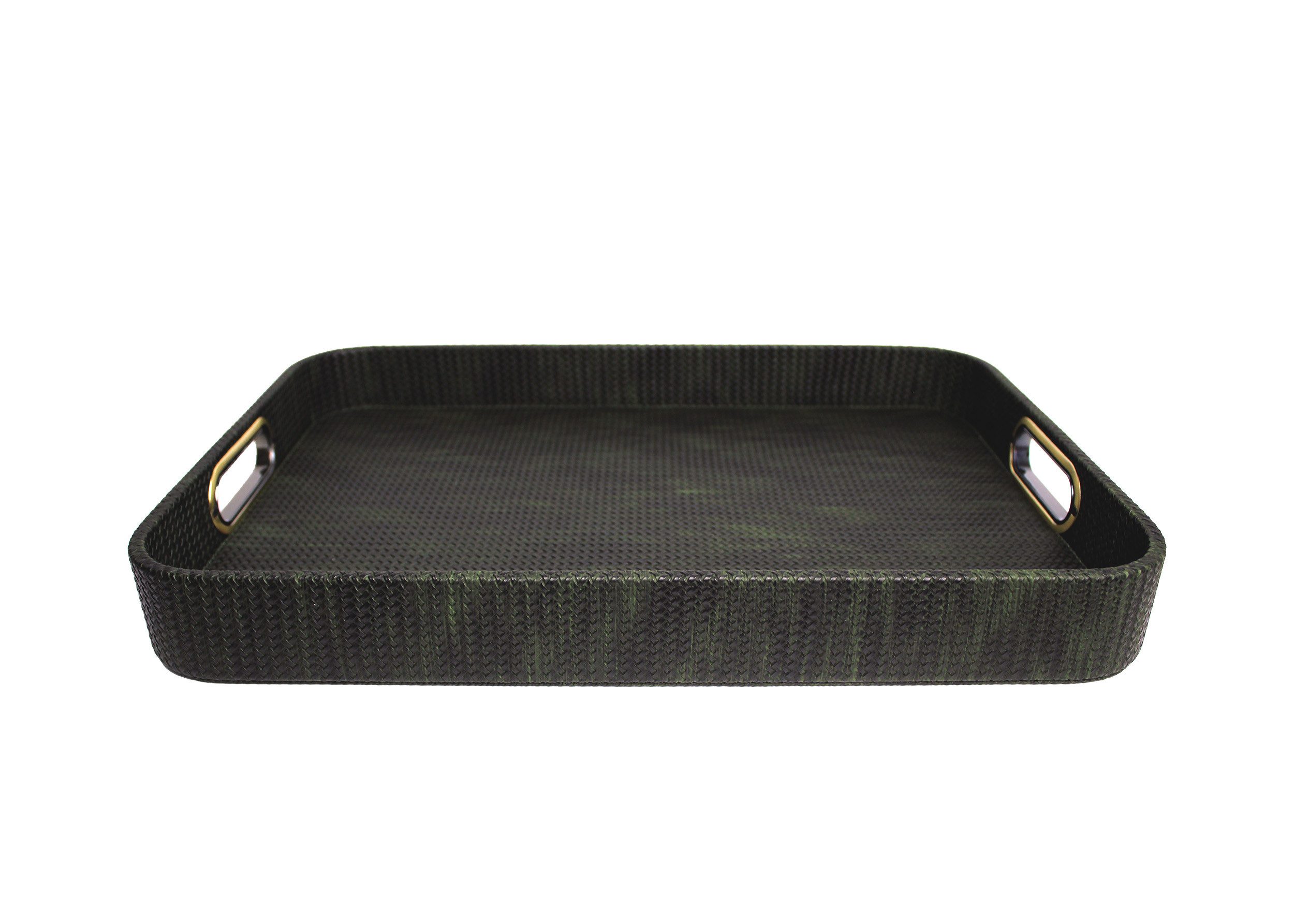Signature Home Collection Tablett Tablett rechteckig abgerundet Kunstleder mit Griffen mit Rand, Kunstleder, (1-tlg), mit Griffen und Rand, beschichtet und abwischbar