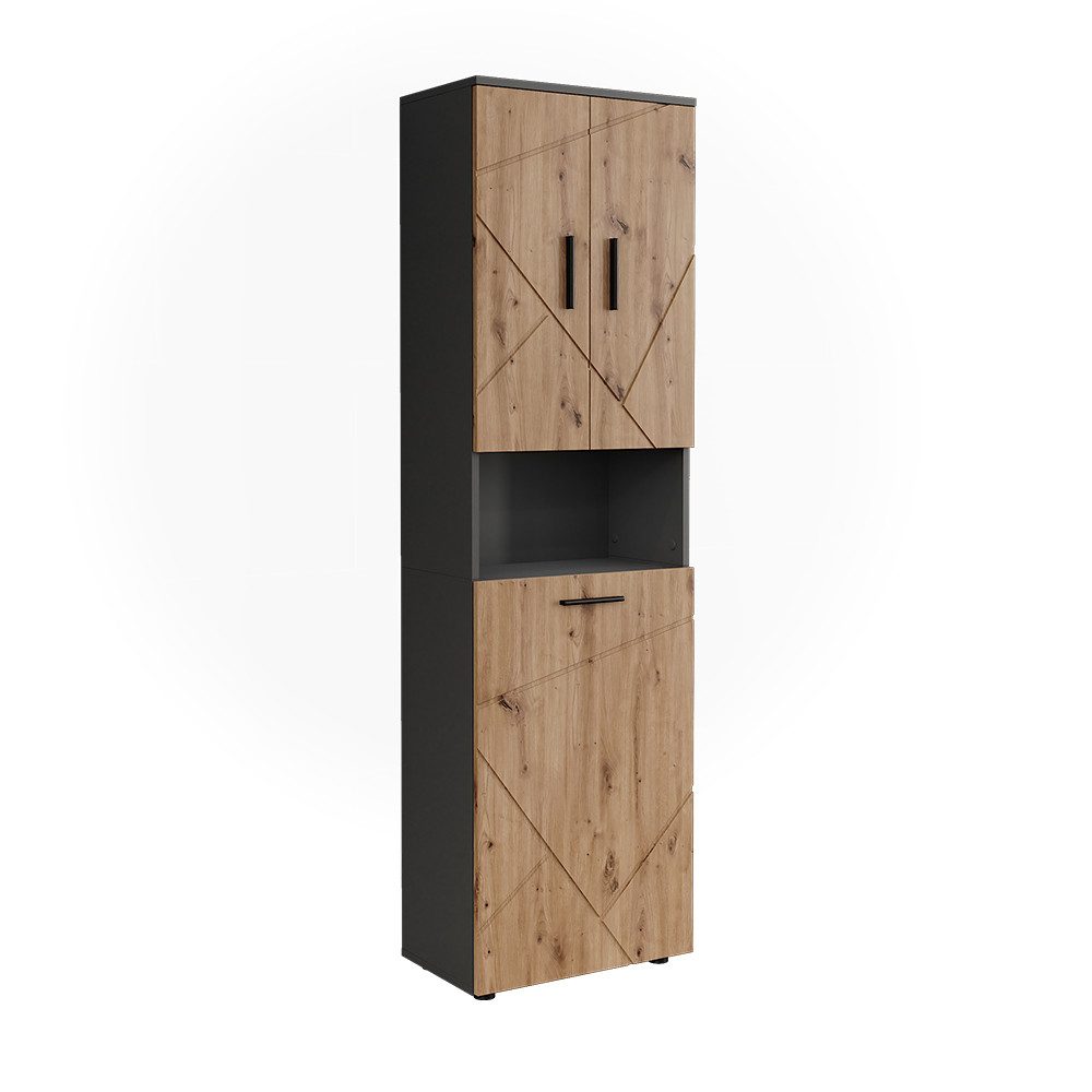 Vicco Hochschrank Irma, Anthrazit/Artisan, 50 x 172 cm mit Wäschkorb günstig online kaufen