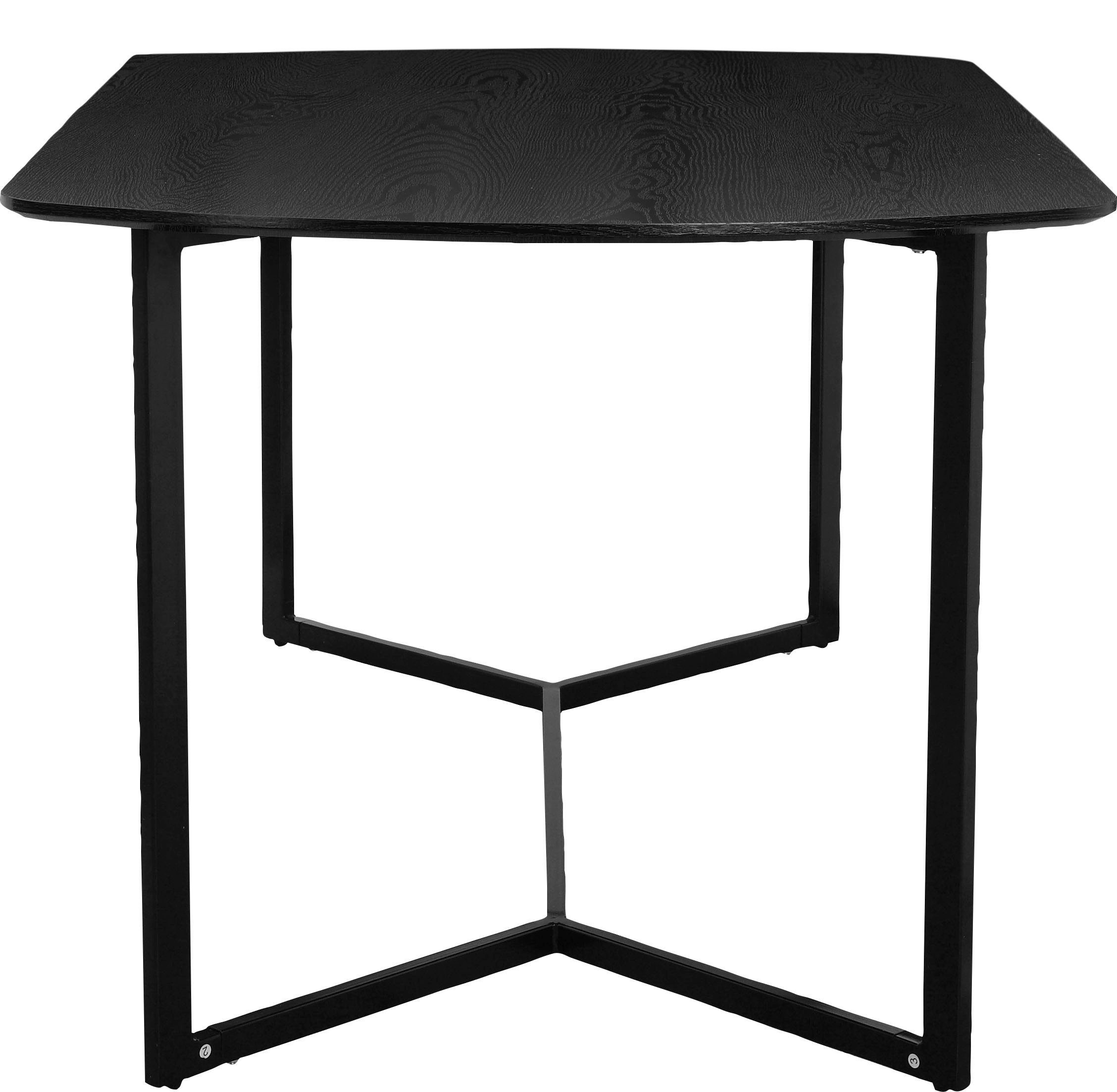aus of Höhe Gallina Tischplatte Style 76 loft24 Esstisch mit in schwarz, Places Metall Gestell (1-St), Holzoptik, cm