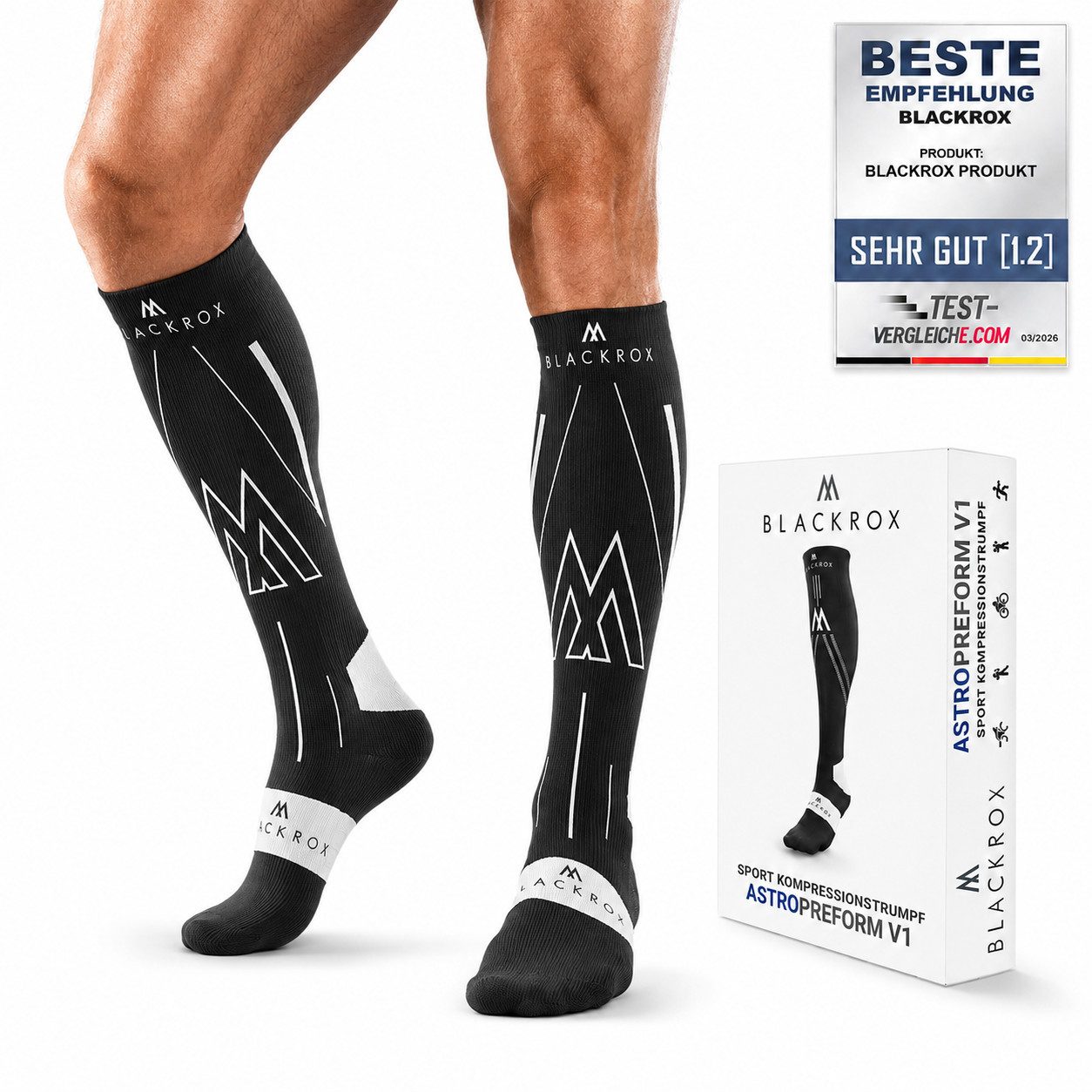 BLACKROX Kompressionsstrümpfe [Vergleichssieger 2026] SPRINTROX, Gr. S-XL, Damen und Herren Laufen