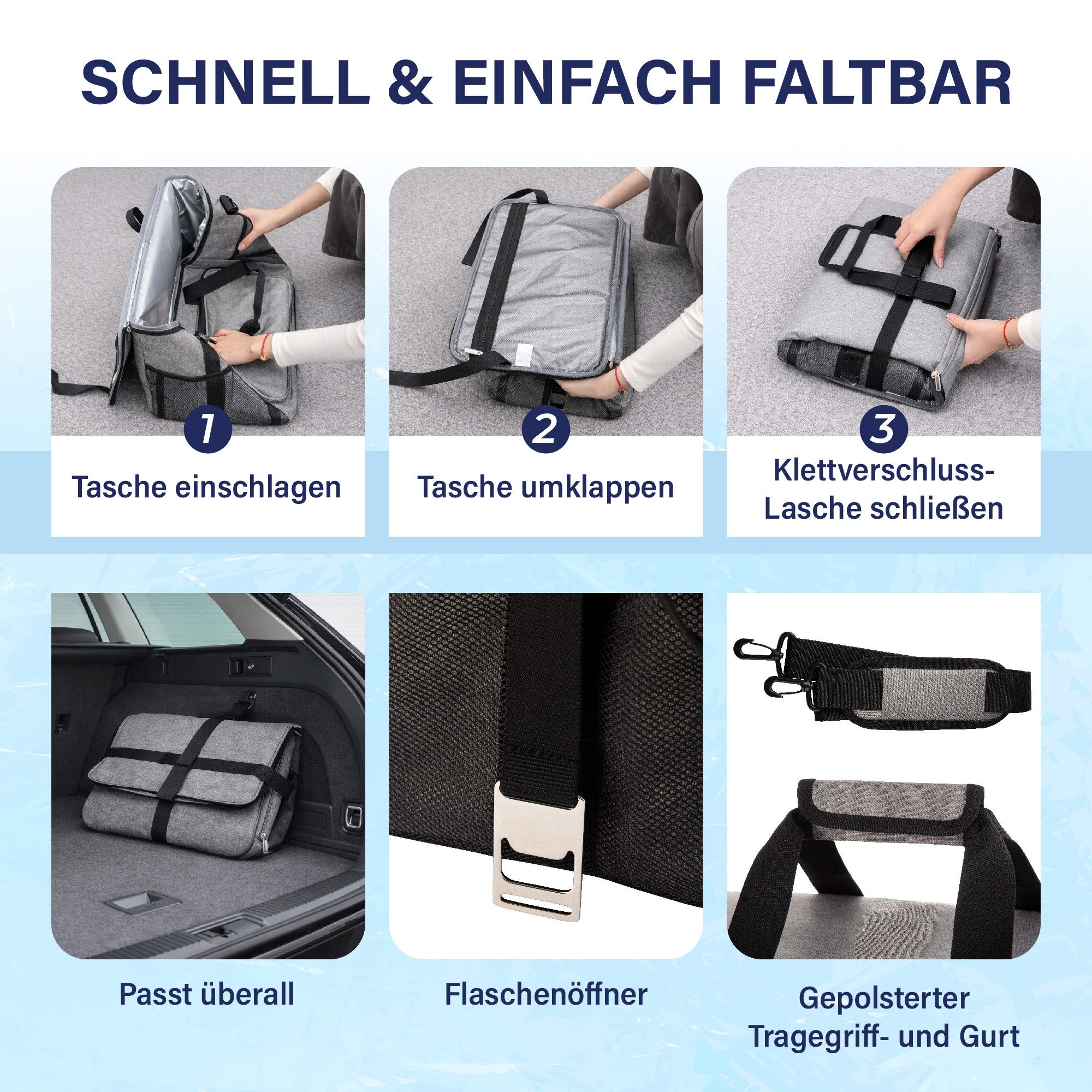 Veddelholzer Picknicktasche 33L XXL Kühltasche Picknicktasche Tragegurt Isolierte Faltbare Kühlbox (Lunchbox, Tragetasche für Picknick, Strand & Camping), Große – Bild 4 von 5