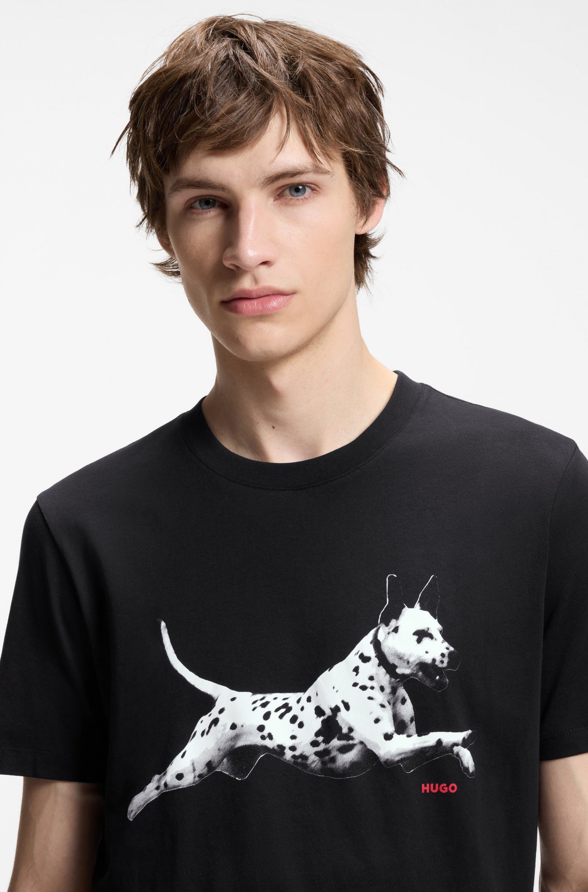 HUGO T-Shirt Dirunn Reine Baumwolle, Rundhalsausschnitt, Regular Fit