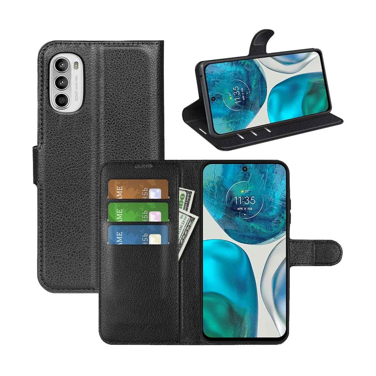 Wigento Handyhülle Für Motorola Moto G52 4G Handy Tasche Wallet Premium  Schutz Hülle Case Cover Etuis Neu Zubehör