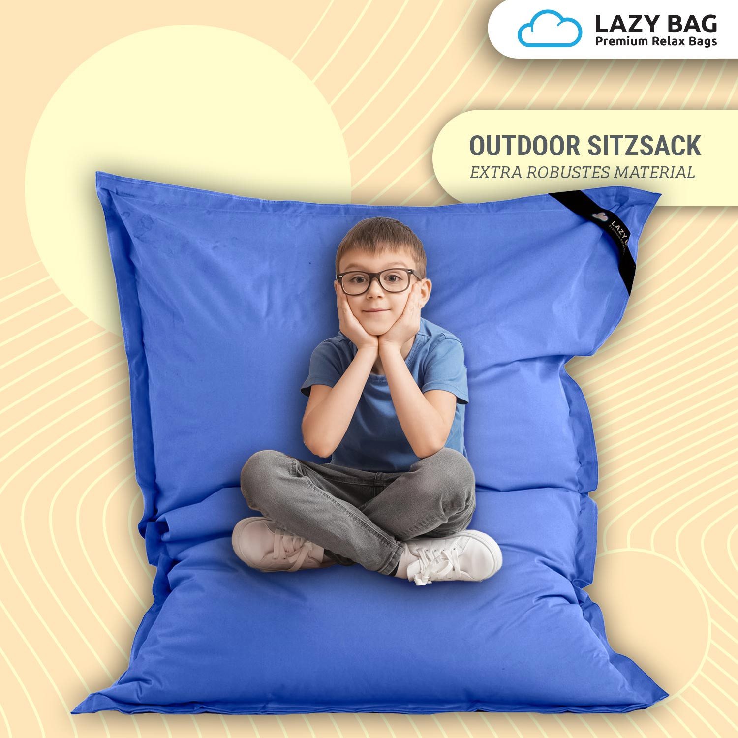 LazyBag Sitzsack Sitzsack XL 250 Liter Indoor Outdoor – Wasserfester Riesensitzsack (XL 250 Liter, Riesensitzsack), Junior-Sitzkissen Sessel