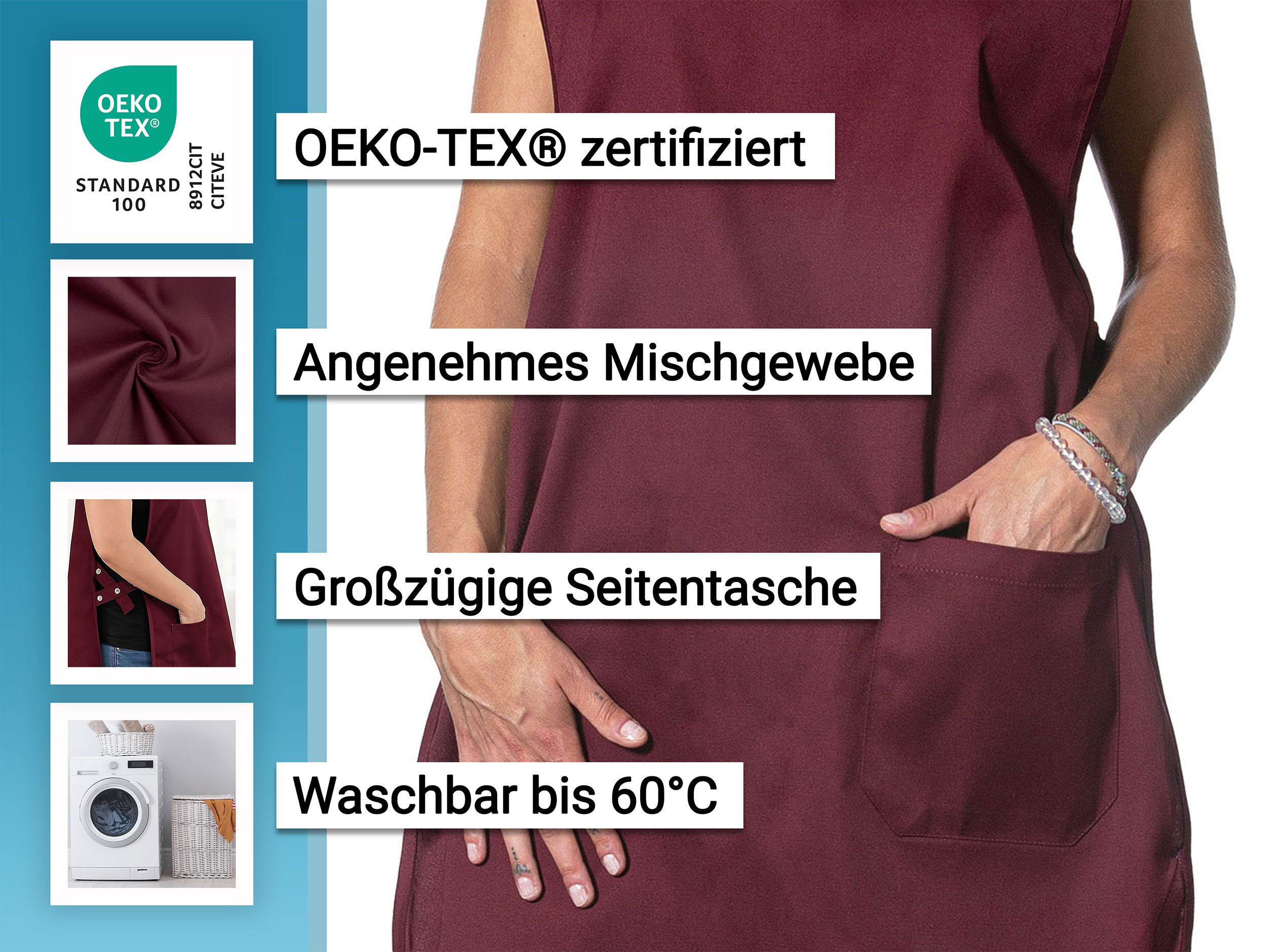 ZOLLNER Kochschürze, (1-tlg), 37 x 27 cm, 65% Polyester, 35% Baumwolle