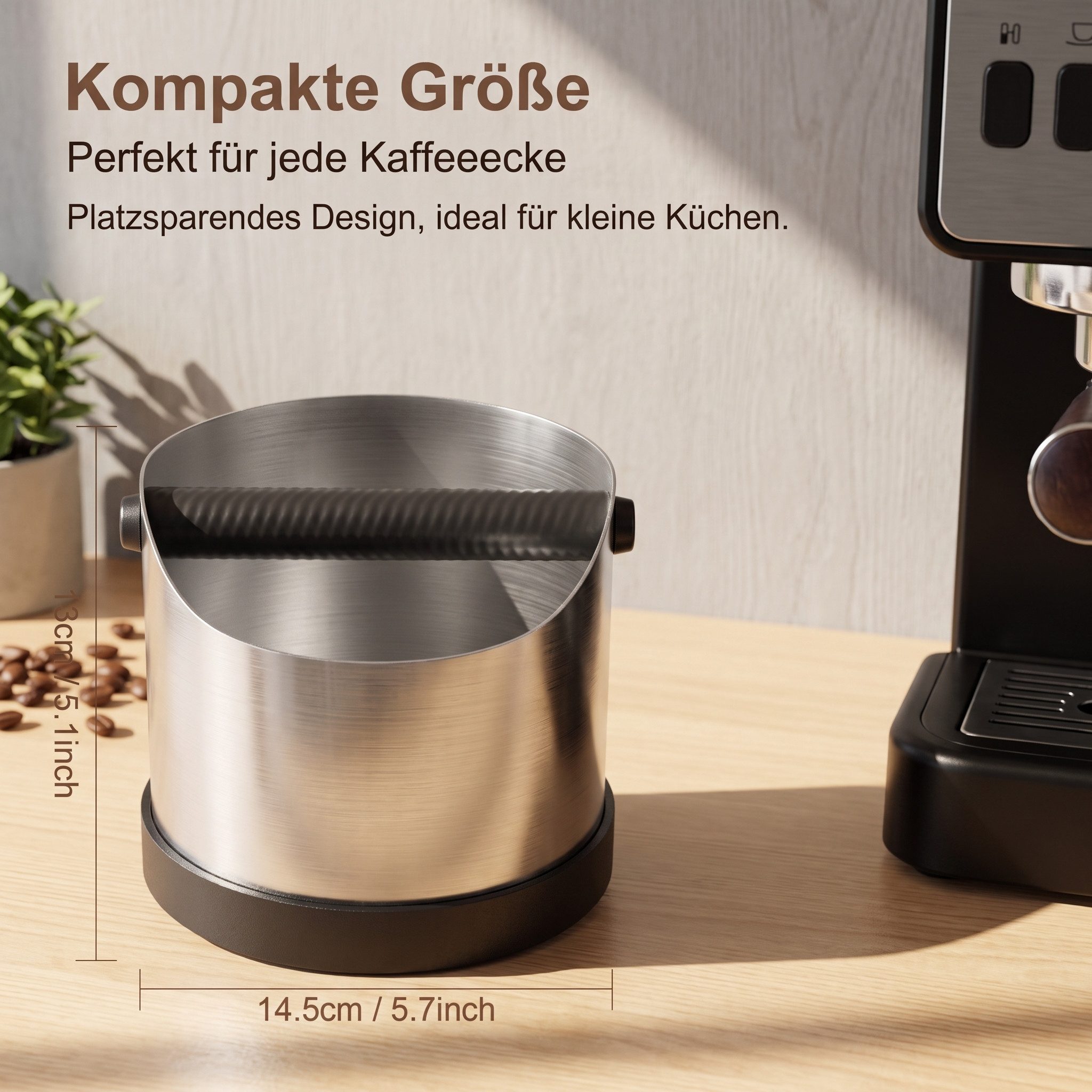 AIMAX Kaffeesatzbehälter Klopfbox Kaffee aus Edelstahl für Siebträger – Bild 3 von 5