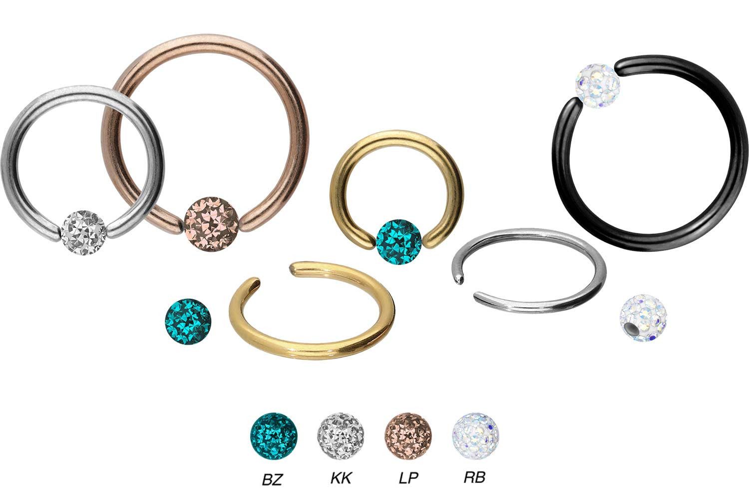 PIERCINGLINE Nasenpiercing Chirurgenstahl Klemmkugelring EPOXY-KUGEL (Klemm-Ringe, 1-tlg)