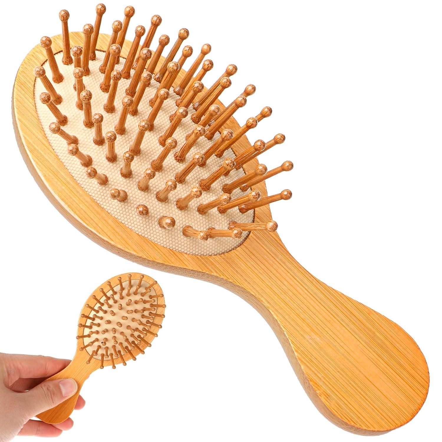 Haarentwirrbürste Kleine Bambusbürste für Haarwachstum natürliche Kopfhautbürste Mini