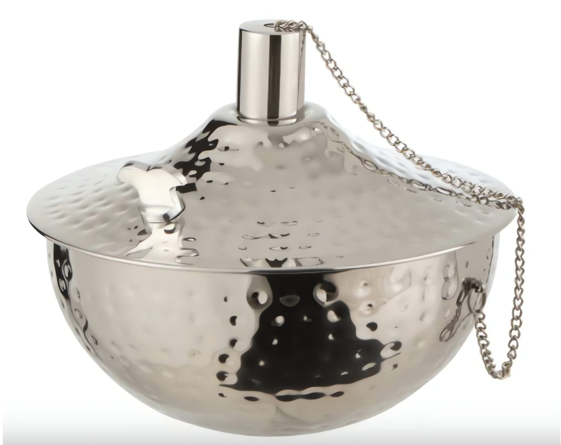 J-line Duftlampe Öllampe Tisch Roma Gehämmert Edelstahl Silber