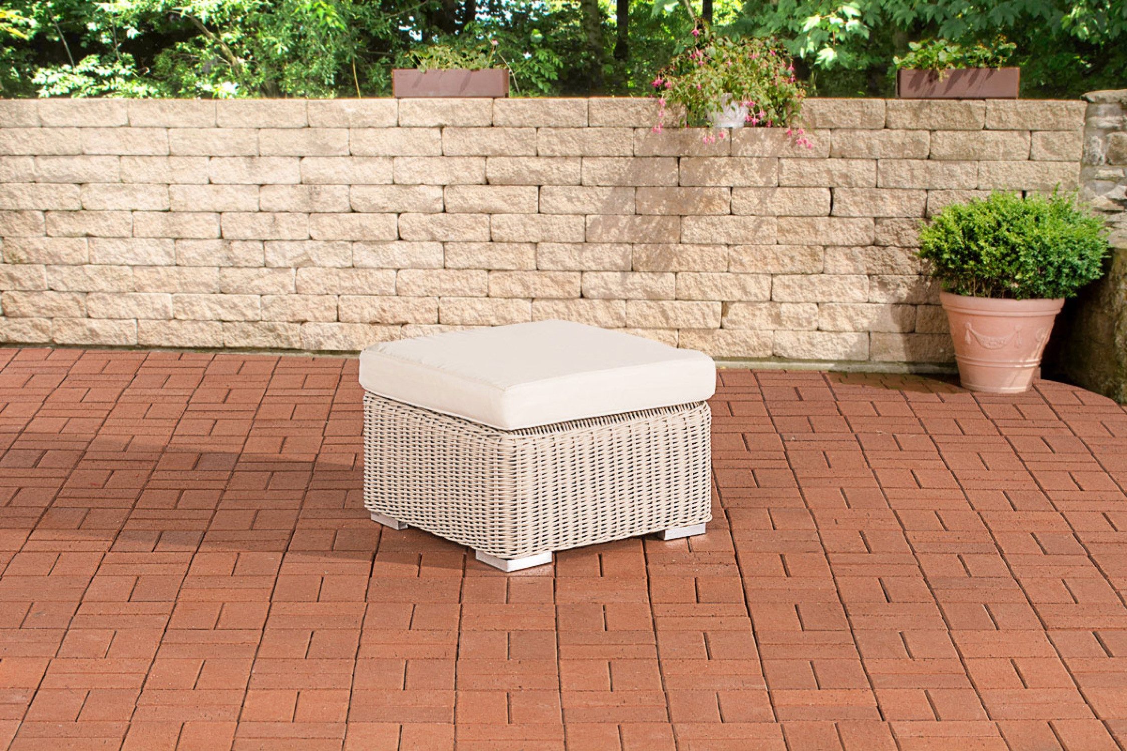 TPFGarden Fußhocker Billy (Farbe - Korpus: perlweiß Sitzkissen: cremeweiß), modernes Design