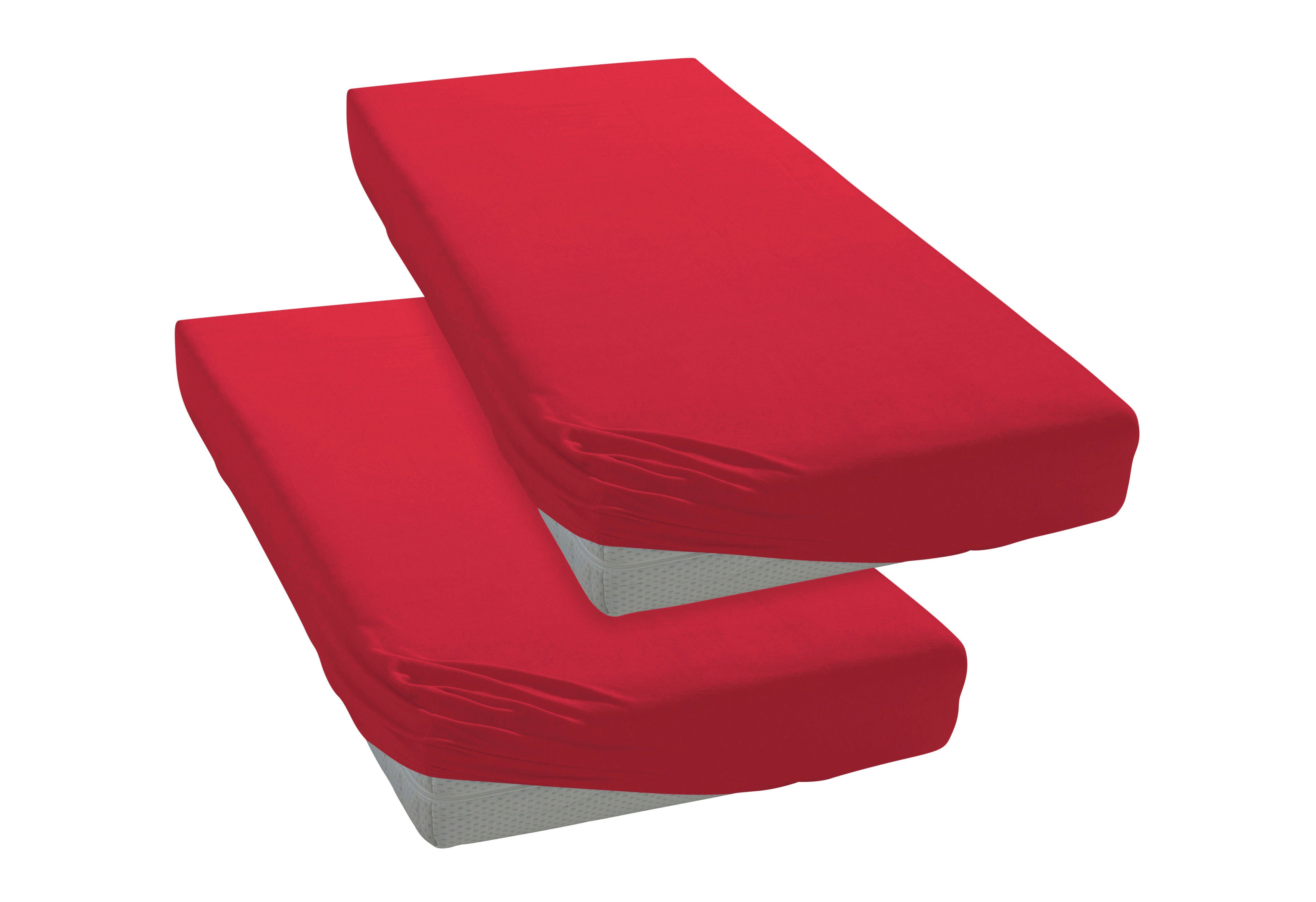 OTTO home Spannbettlaken PHYSALIS, Jersey, Gummizug: rundum, (2 Stück), 100% Baumwolle, Matratzen bis 18 cm Höhe, Bettlaken, Spannbetttuch