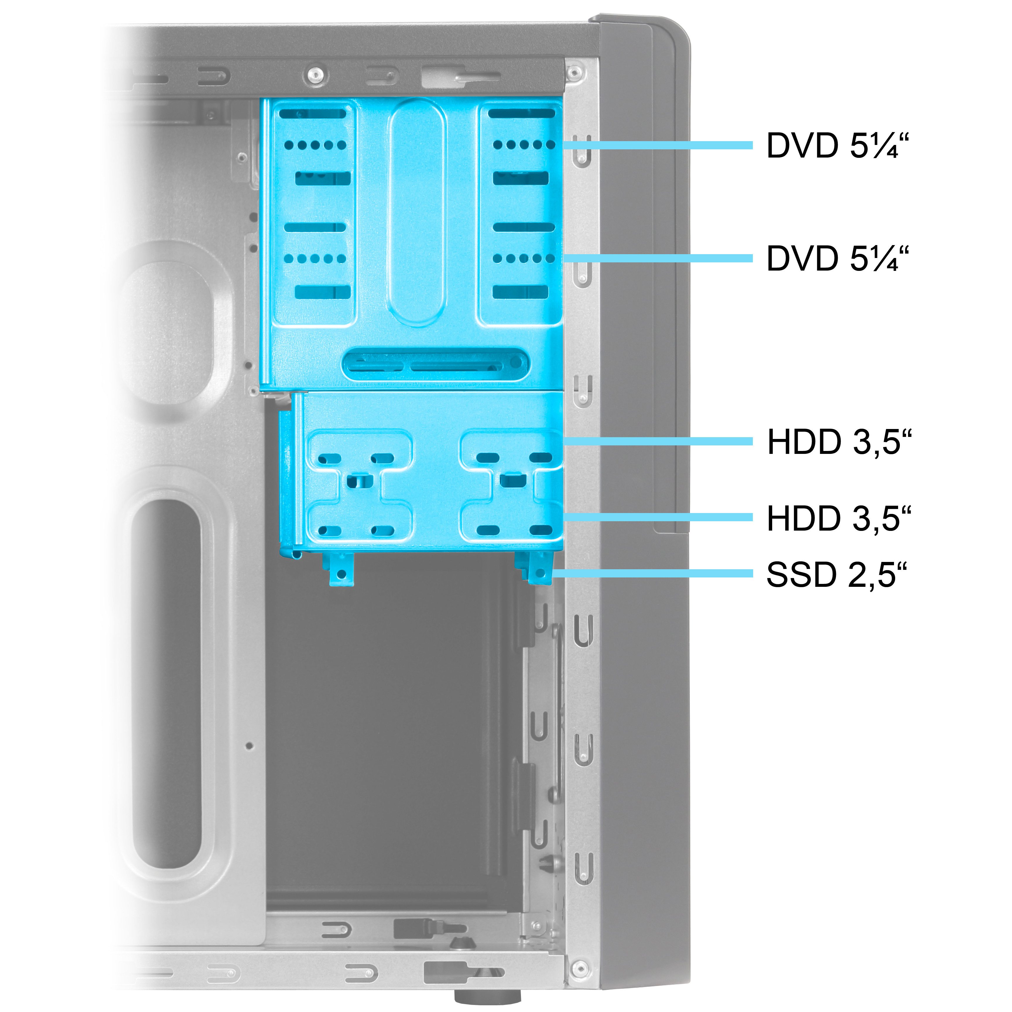 ANKERMANN-PC Business Work V3 PC (AMD Ryzen 5 Ryzen 5 3400G, Radeon Onboard Graphics, 16 GB RAM, 1000 GB SSD, Luftkühlung) – Bild 3 von 5