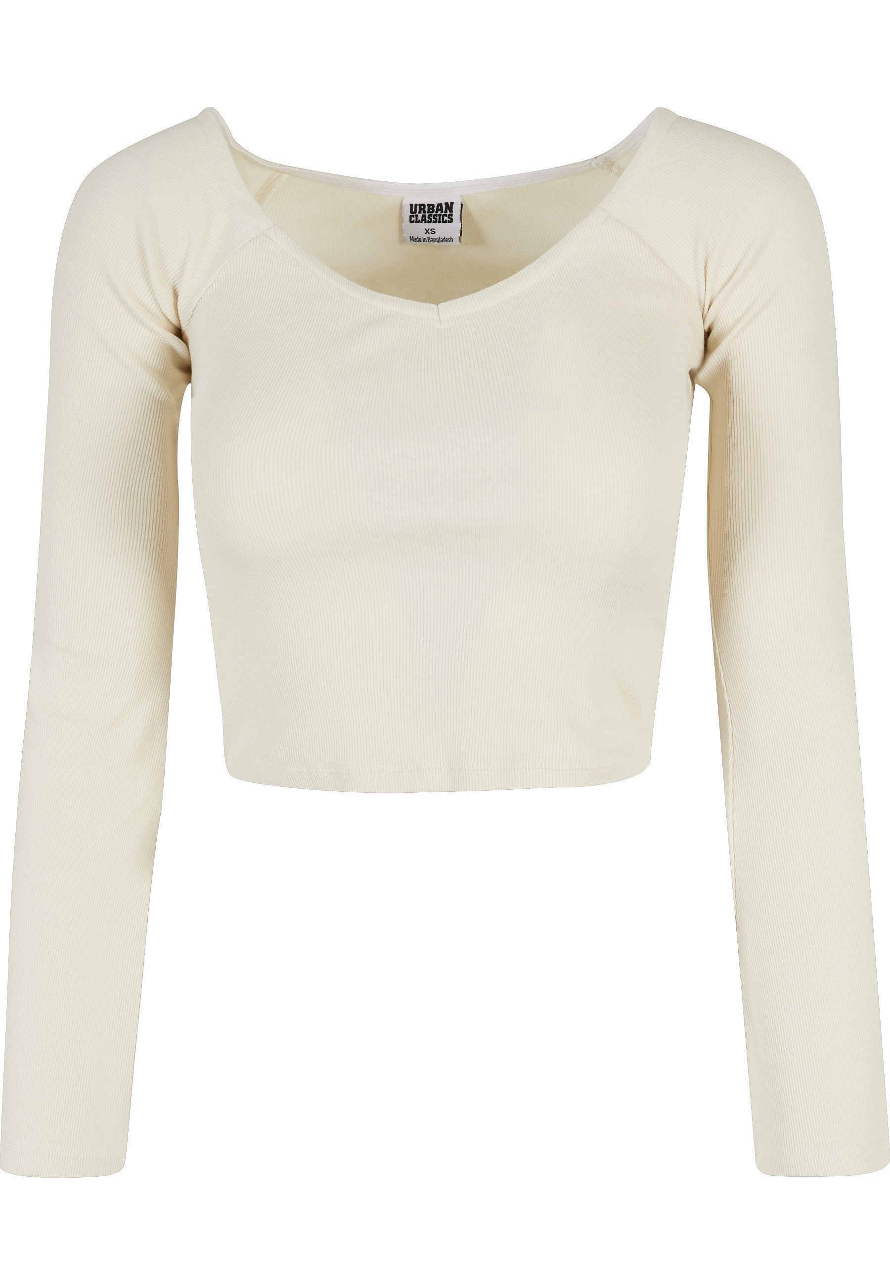 Langarmshirt Urban Classics Damen Ladies Short Rib Wide V-Neck Longsleeve