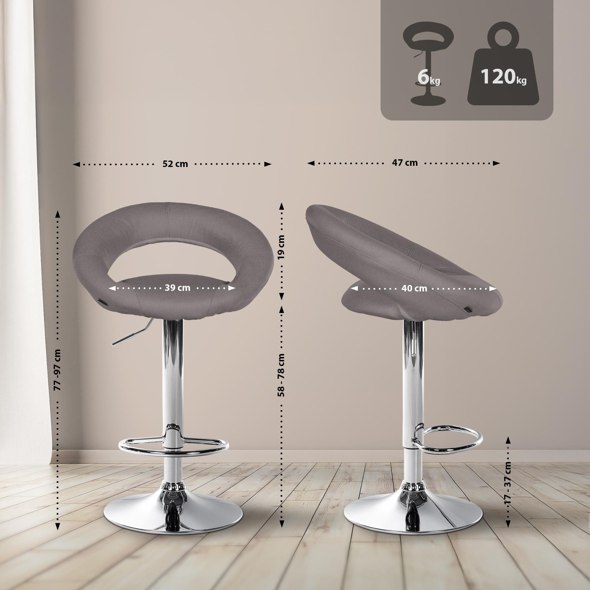 CLP Barhocker Olinda Stoff (2er Set, günstig online kaufen