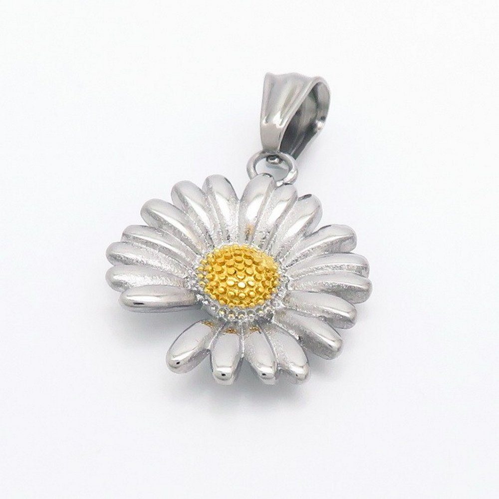 BUNGSA Herzanhänger Anhänger Gänseblümchen silber aus Edelstahl Unisex  (1-tlg), Pendant Halsketten