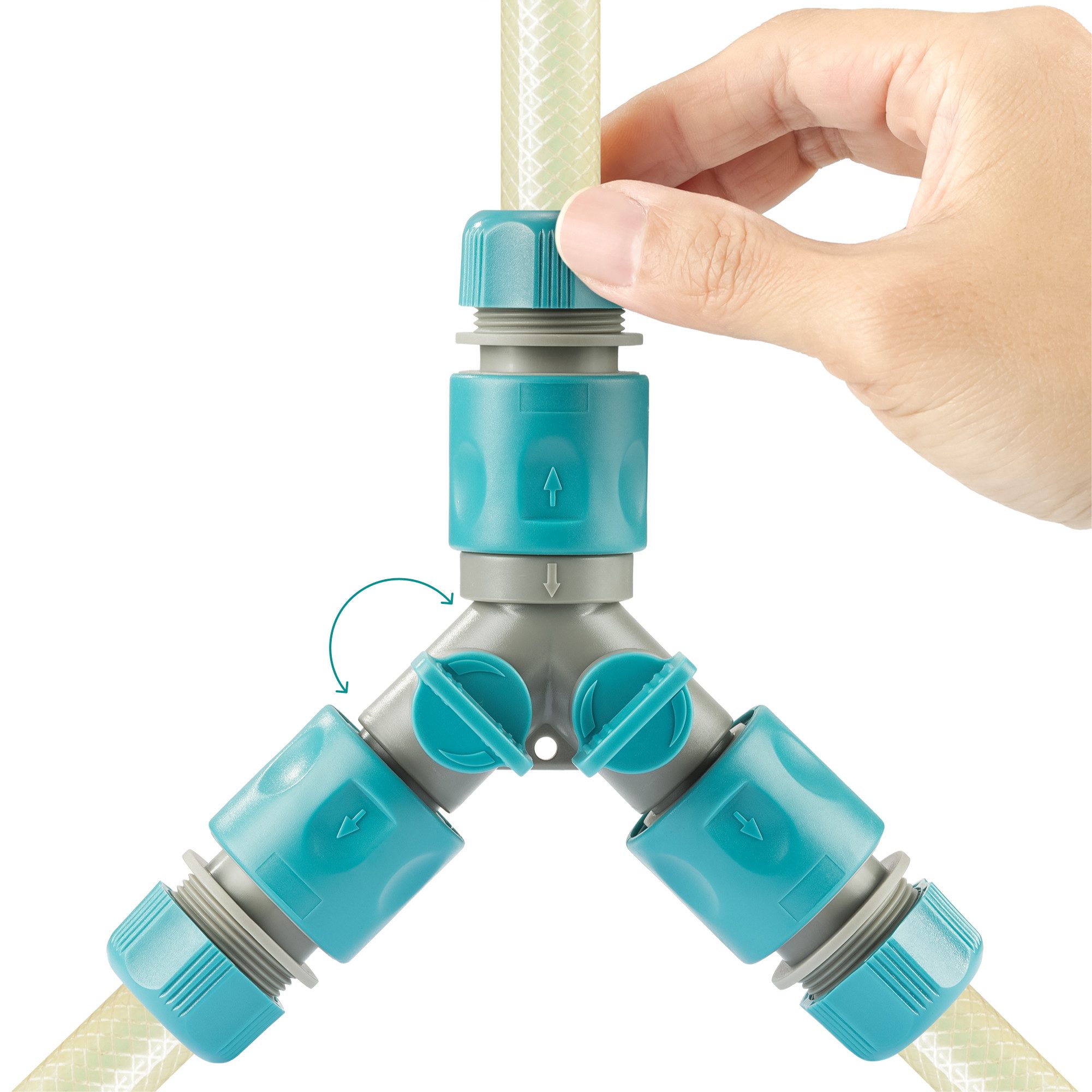 Gartenschlauch 2-Wege-Verteiler für den Gartenschlauch mit 3 Schnellanschlüssen
