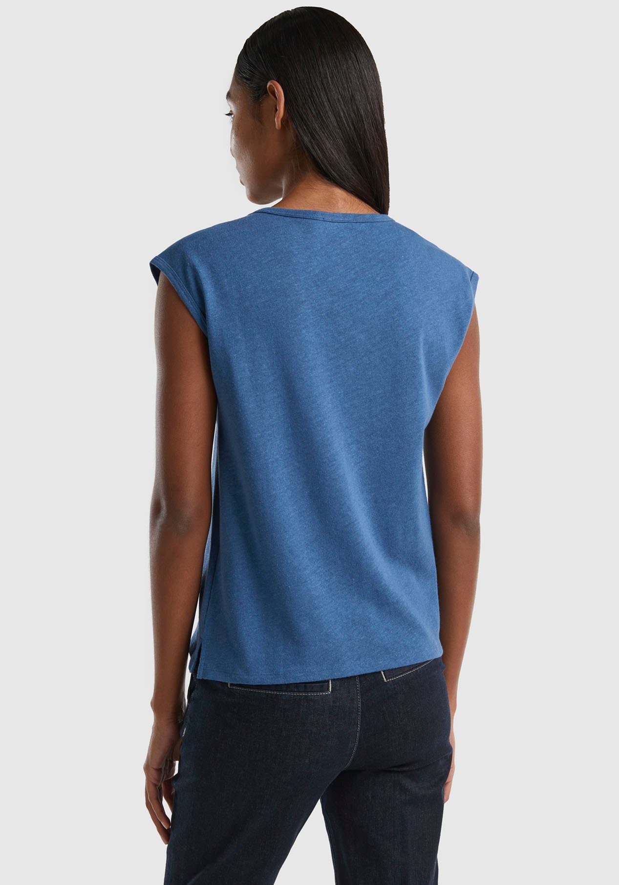 United Colors of Benetton T-Shirt Rundhalsausschnitt blau mit