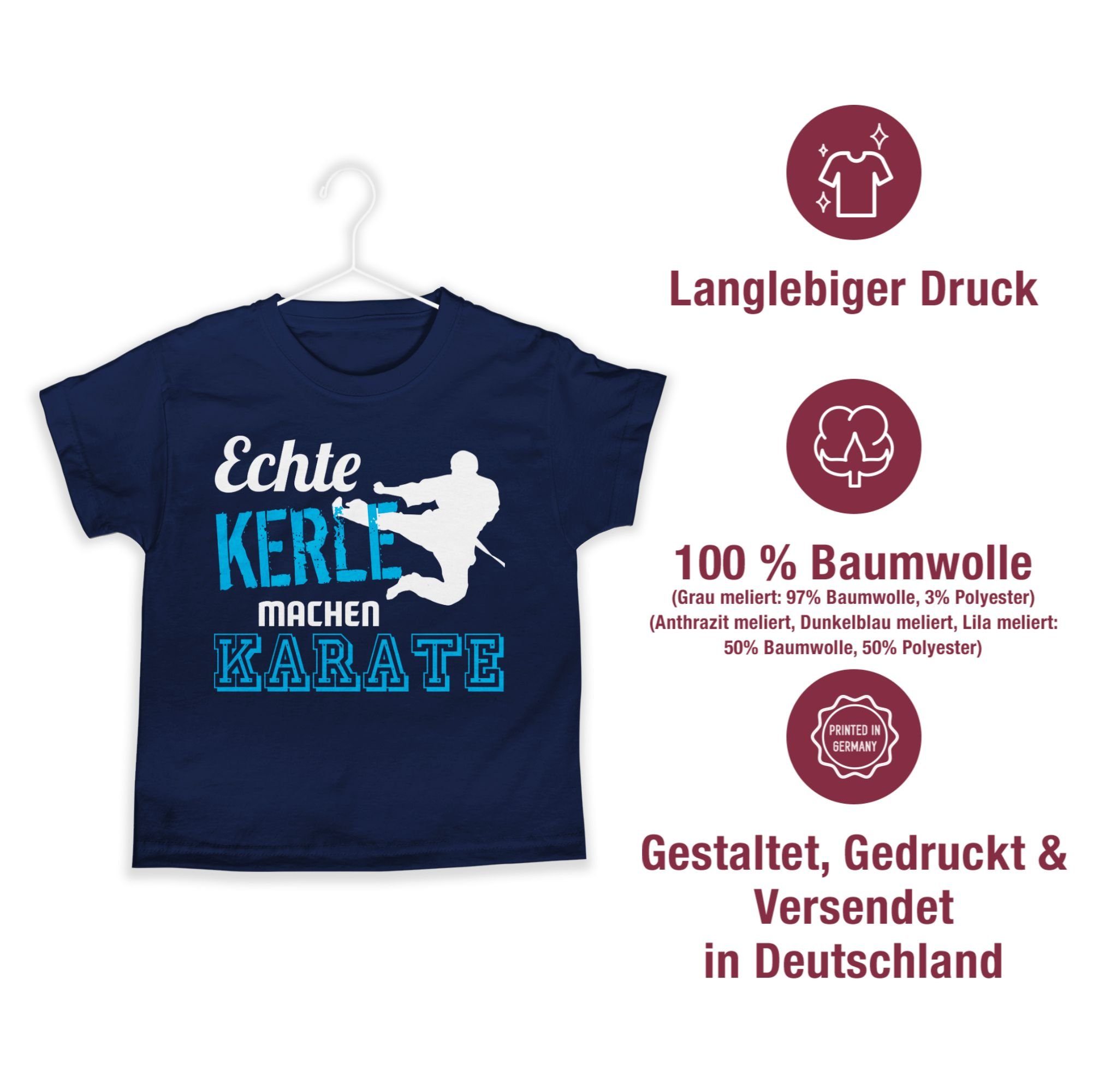 Kinder Shirtracer Dunkelblau Kerle machen Sport Kleidung 1 Echte T-Shirt Karate