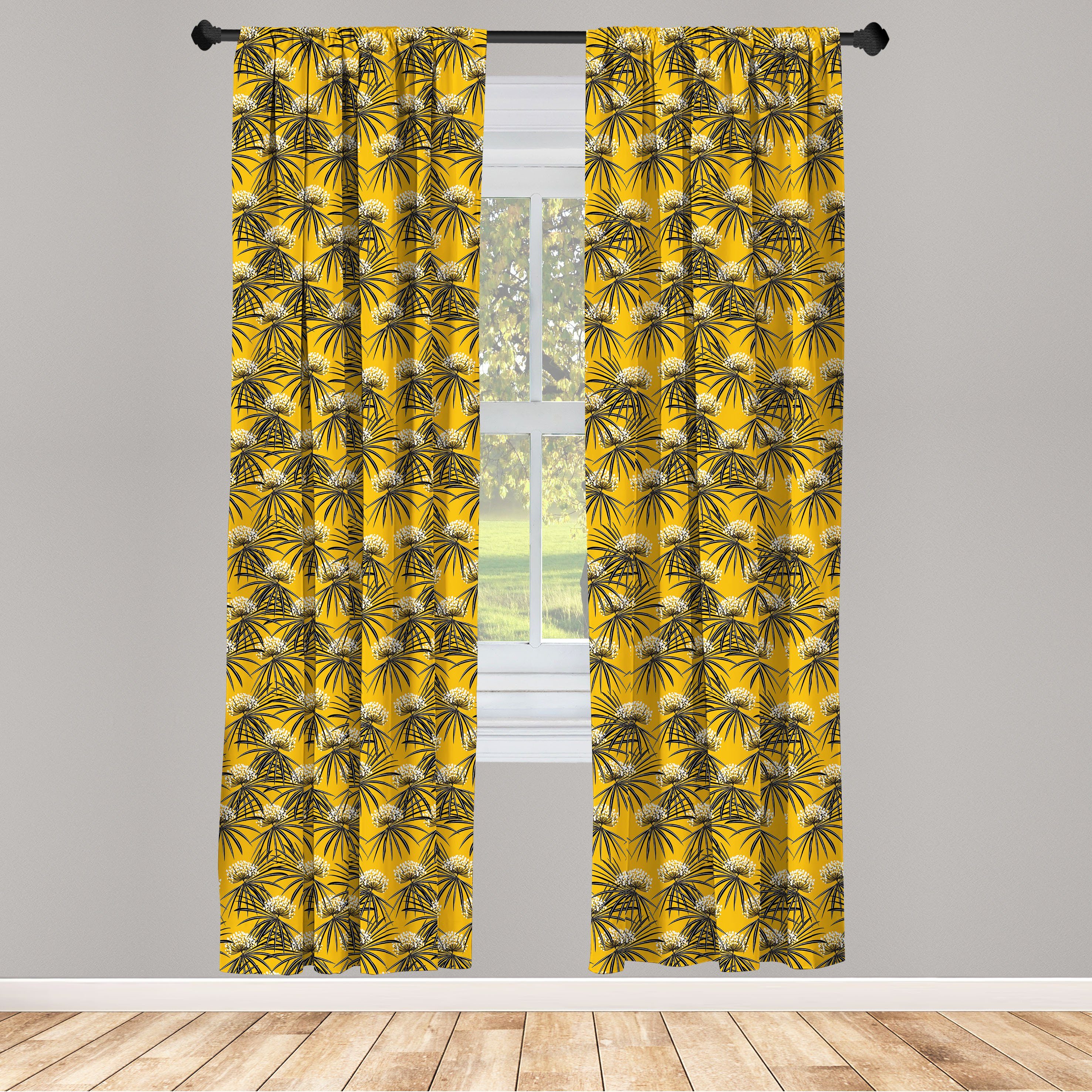 Gardine Vorhang für Wohnzimmer Schlafzimmer Vivid Wild Abakuhaus, Tropisch Microfaser, Dekor, Flowers Szene