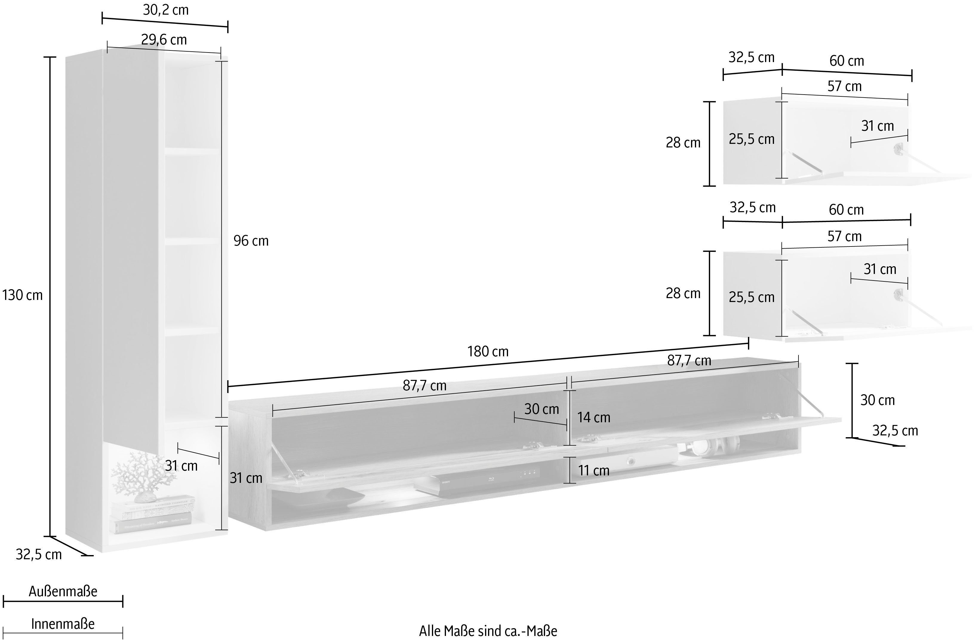Home affaire Wohnwand Amadeo, (Set, 4-St)