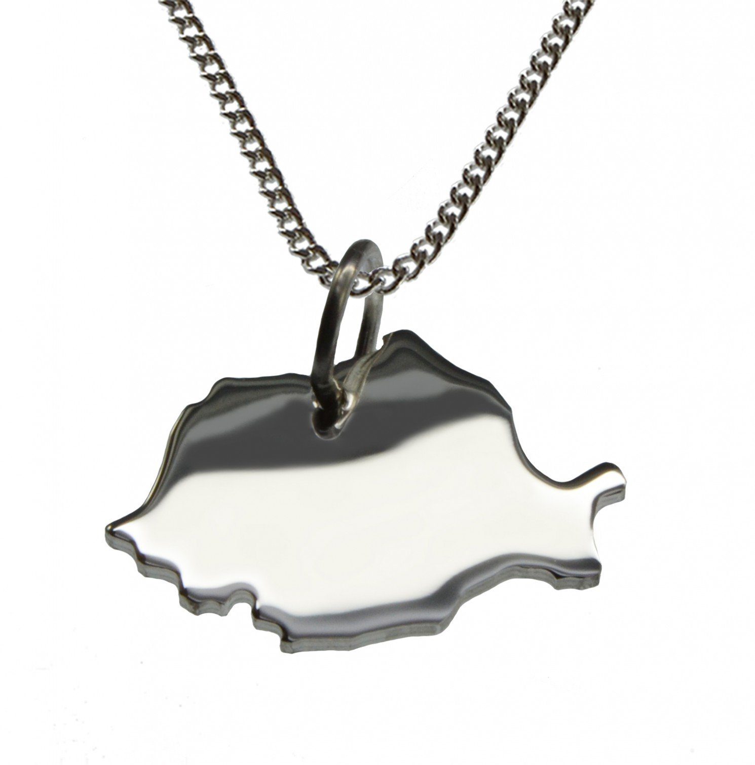 Kette mit Anhänger 50cm Halskette + Rumänien Anhänger in massiv 925 Silber