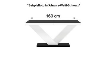designimpex Esstisch Design Tisch HE-999 Schwarz / Weiß Hochglanz ausziehbar 160 bis 256 cm