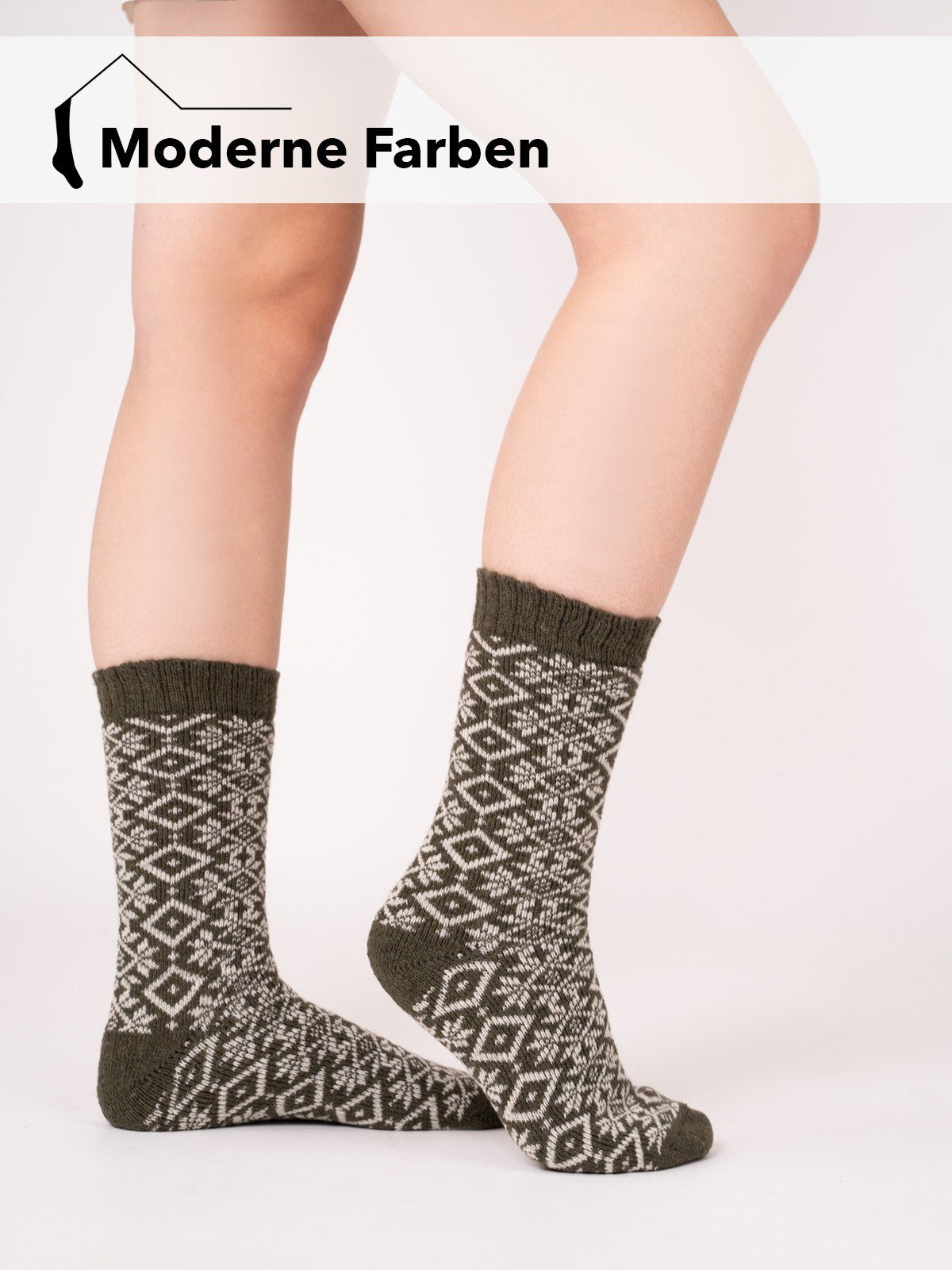 HomeOfSocks Socken Hygge Hyggelig Design mit Herren Für Damen Wollanteil Mit 45% Socken Grau Dicke Bunten Socken Wolle Hohem In & Warm Dick