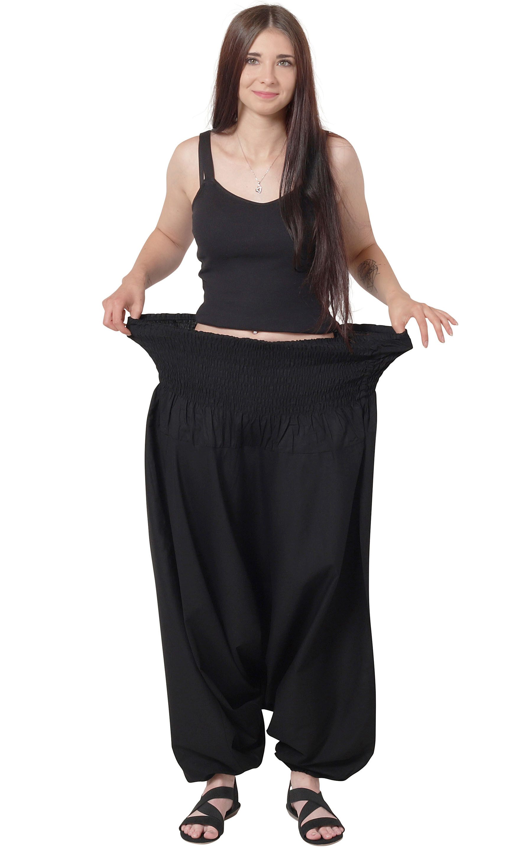 Leucht-Welten Haremshose Extragroße Haremshose XXL Aladinhose für Damen und Herren Schwarz Pumphose aus Baumwolle – Bild 4 von 5