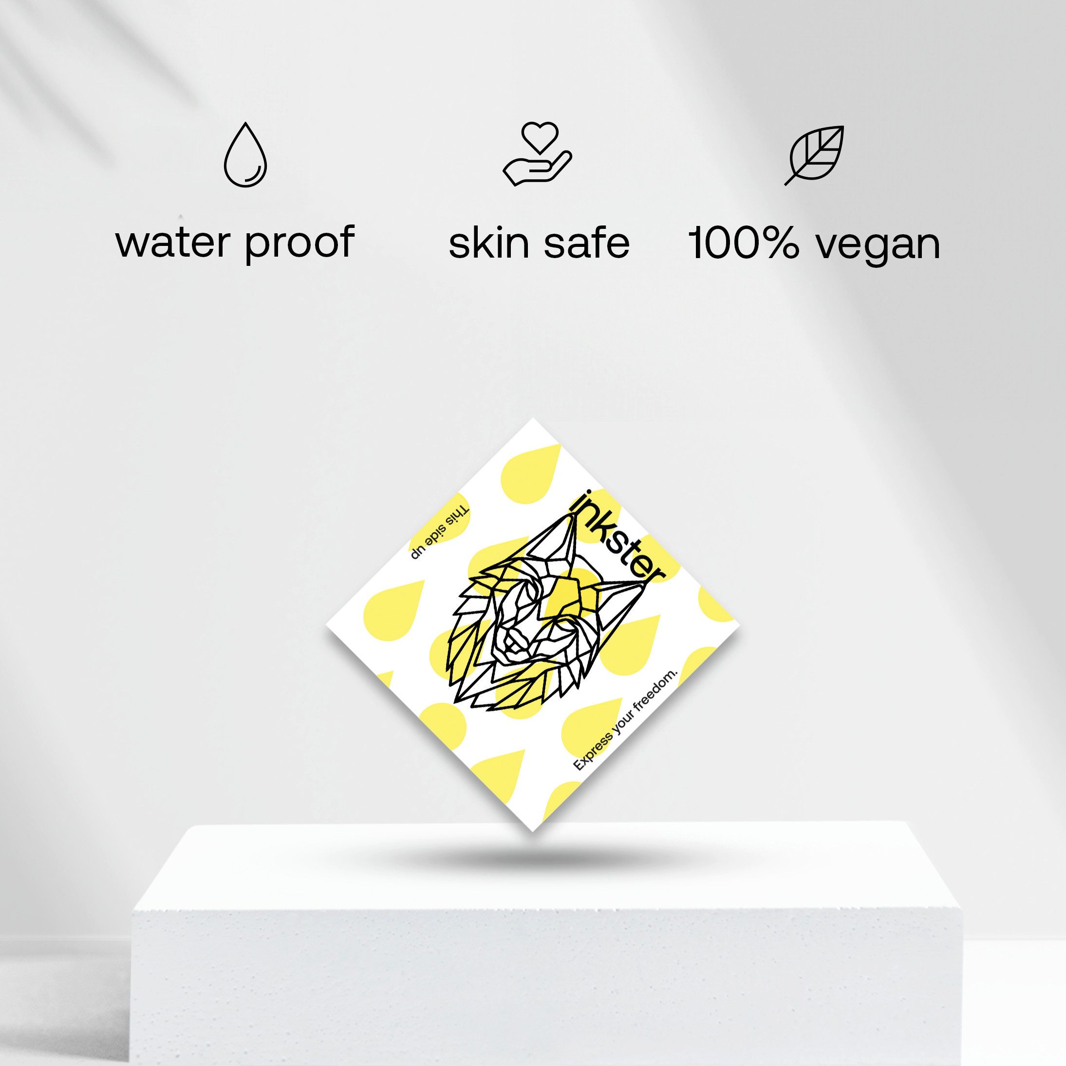 Inkster Schmuck-Tattoo geometrischer Wolfskopf, wasserfestes temporäres Tattoo, 2 Wochen Halt