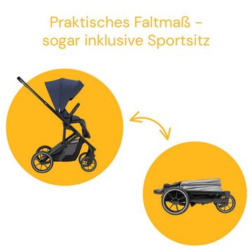 Osann Kombi-Kinderwagen Juntos, mit Babywanne, Sportsitz, gefederte Gummiräder,hochwertige Materialien