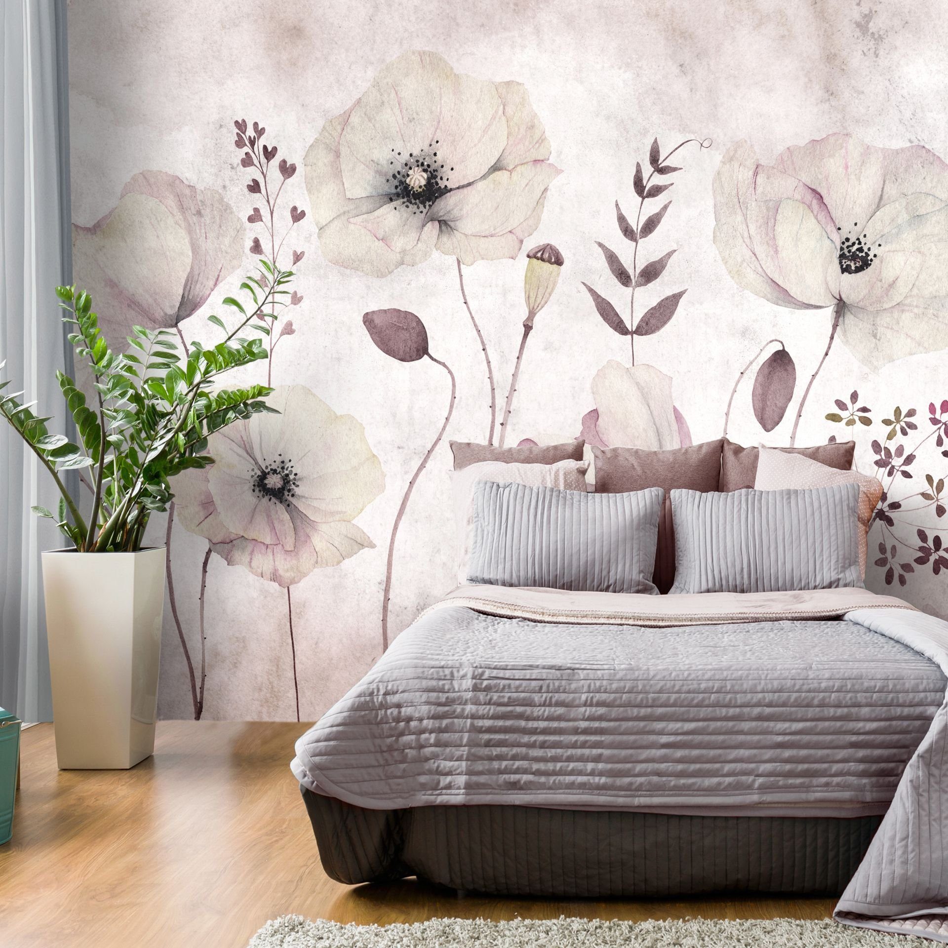 KUNSTLOFT Vliestapete Floral Moment 0.98x0.7 m, Halb-matt, Matt, lichtbeständige Design Tapete
