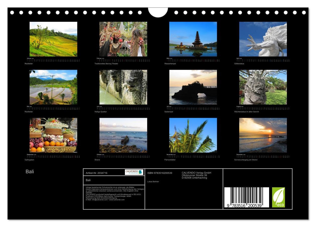 Thumbnail - CALVENDO Wandkalender Bali (Wandkalender 2026 DIN A4 quer), CALVENDO Monatskalender