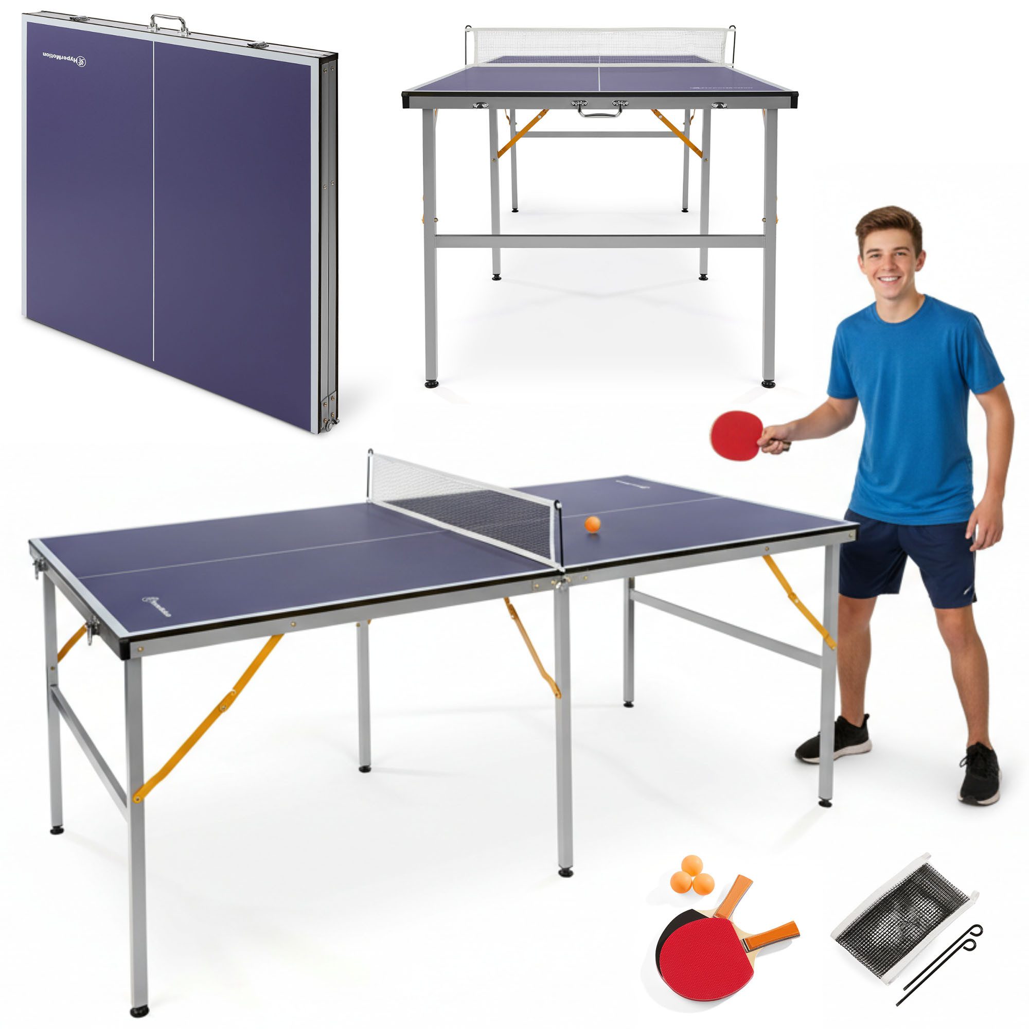 HyperMotion Tischtennisplatte HyperMotion Klappbarer Tischtennistisch Indoor kompakt
