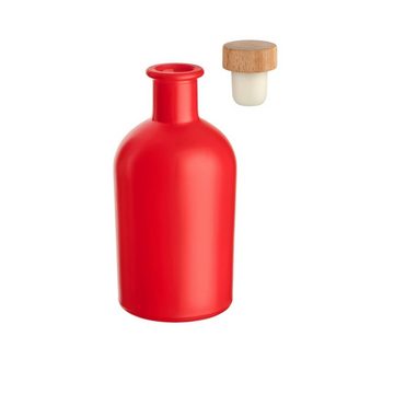 gouveo Trinkflasche Glasflaschen 250 ml Apotheker mit Korken - Leere Likörflasche 0,25 l, 6er Set, Rot, HGK