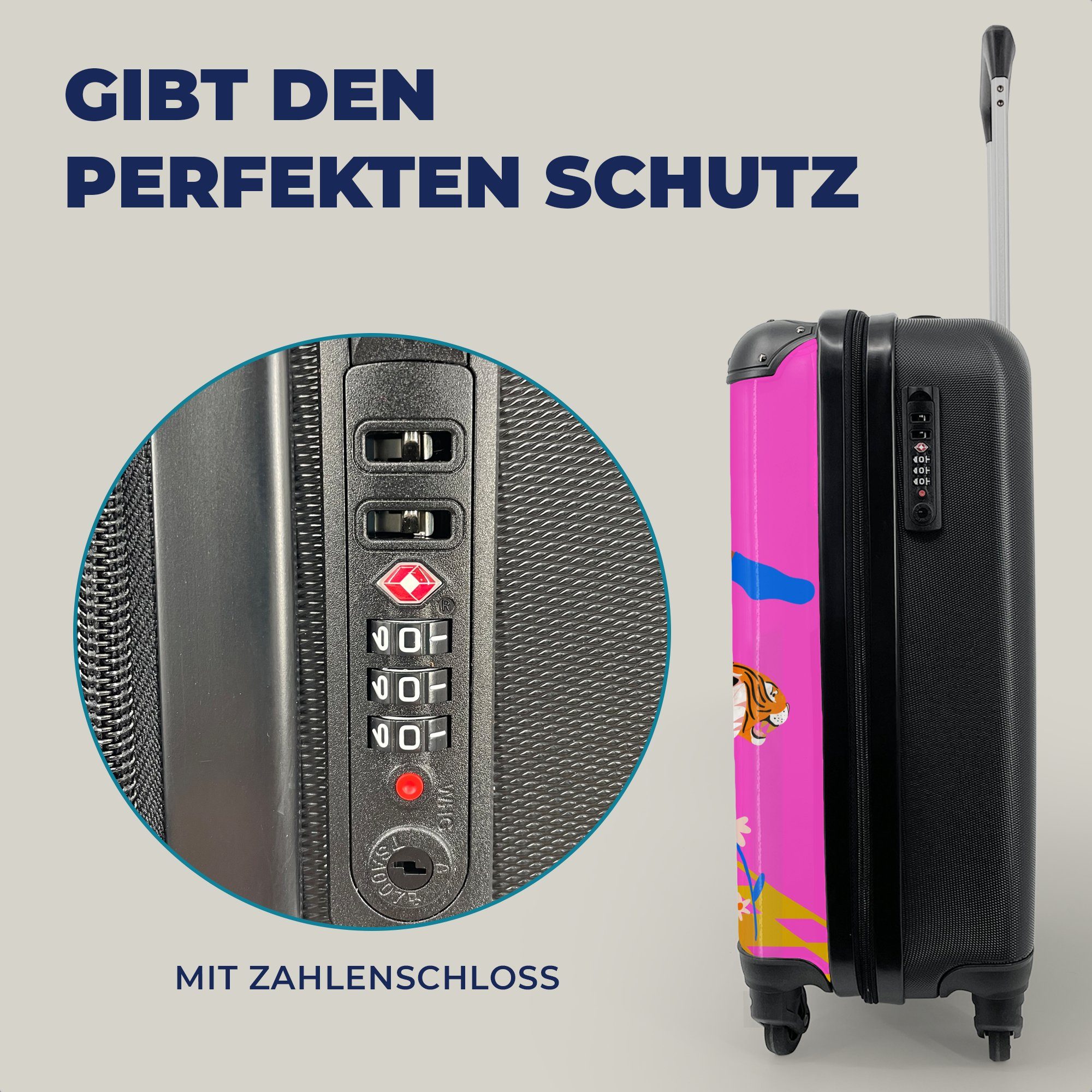 Handgepäckkoffer Reisekoffer Frauen - Ferien, rollen, Rollen, Reisetasche mit MuchoWow Handgepäck Trolley, Tiger 4 für Abstrakt, -