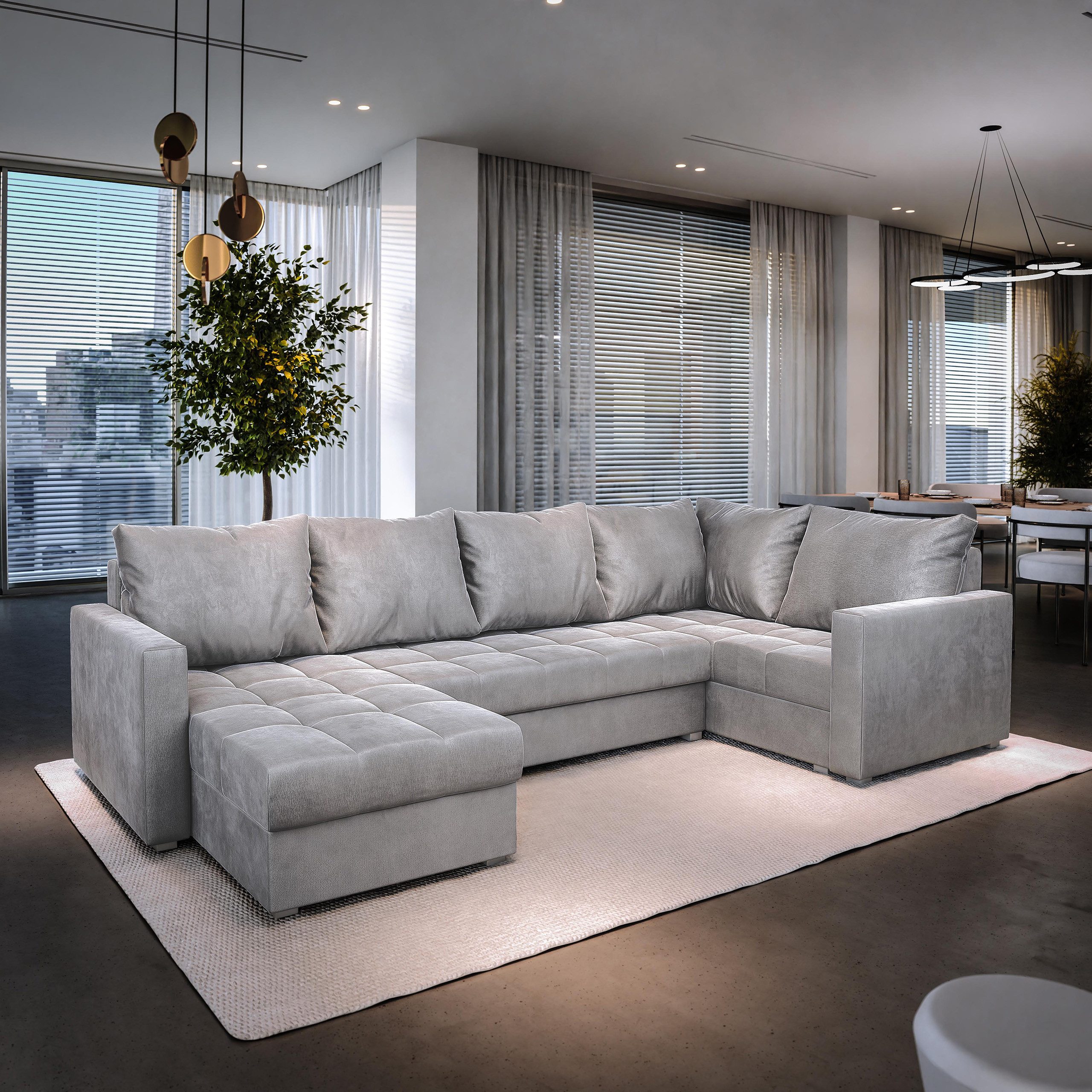 Masseno Ecksofa LORIVO mit Schlaffunktion U-Form, Sofa mit Bettkasten günstig online kaufen