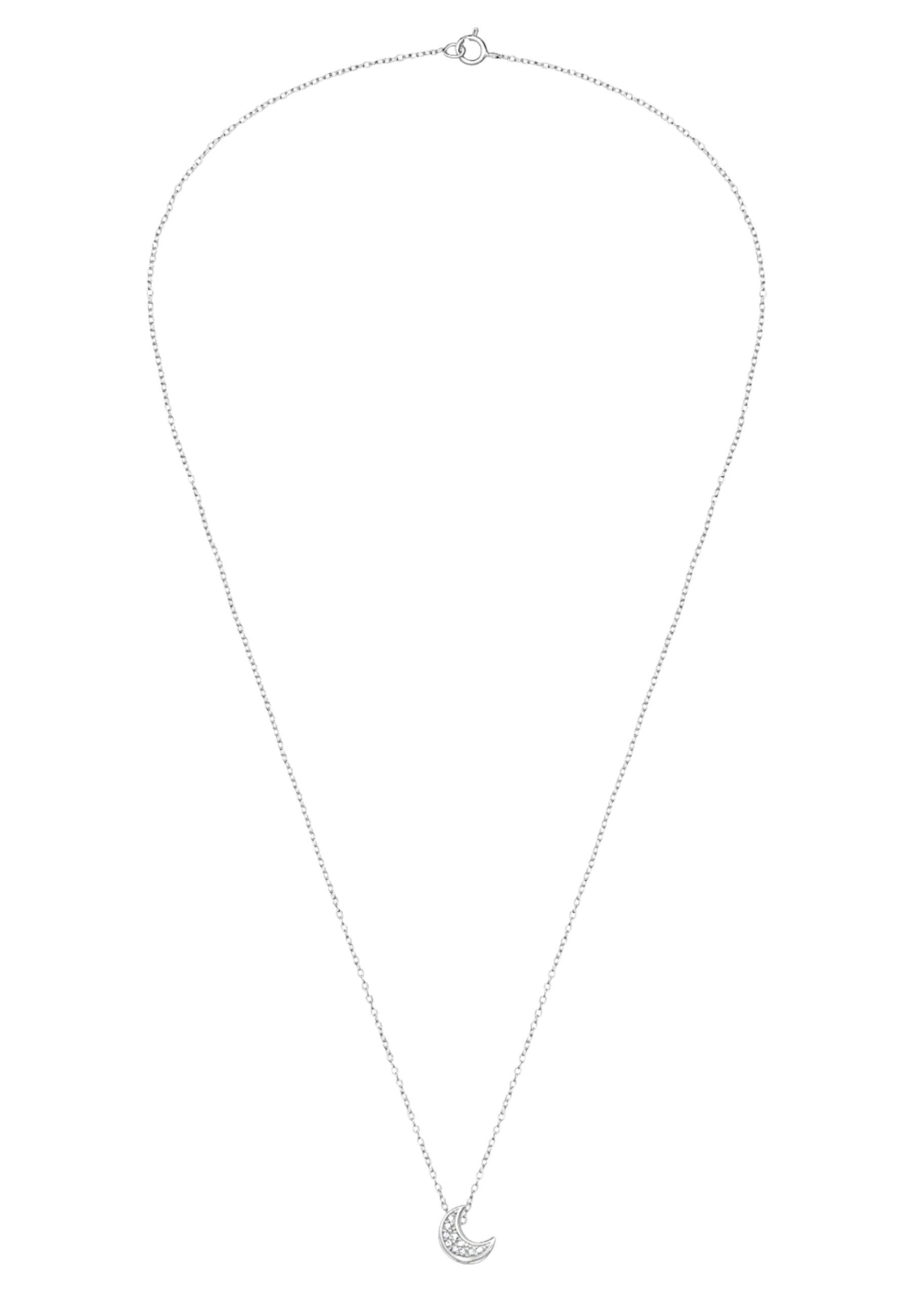 Diademita Collier 7 mm Mond-Halskette aus Sterling Silber, 45 cm, mit 10 Zirkonia (Set)