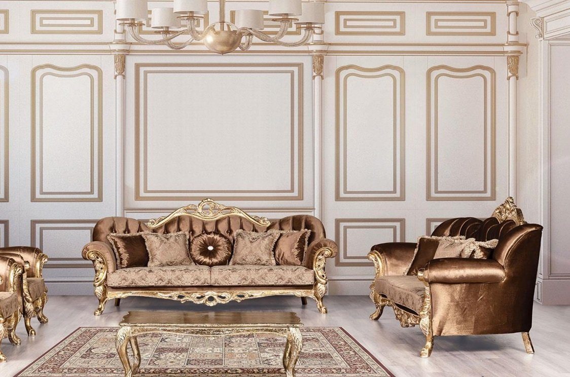 Sofas JVmoebel Wohnzimmer-Set, Sofagarnitur Garnitur Barock Set 3+3 Sofa Sitzer Luxus