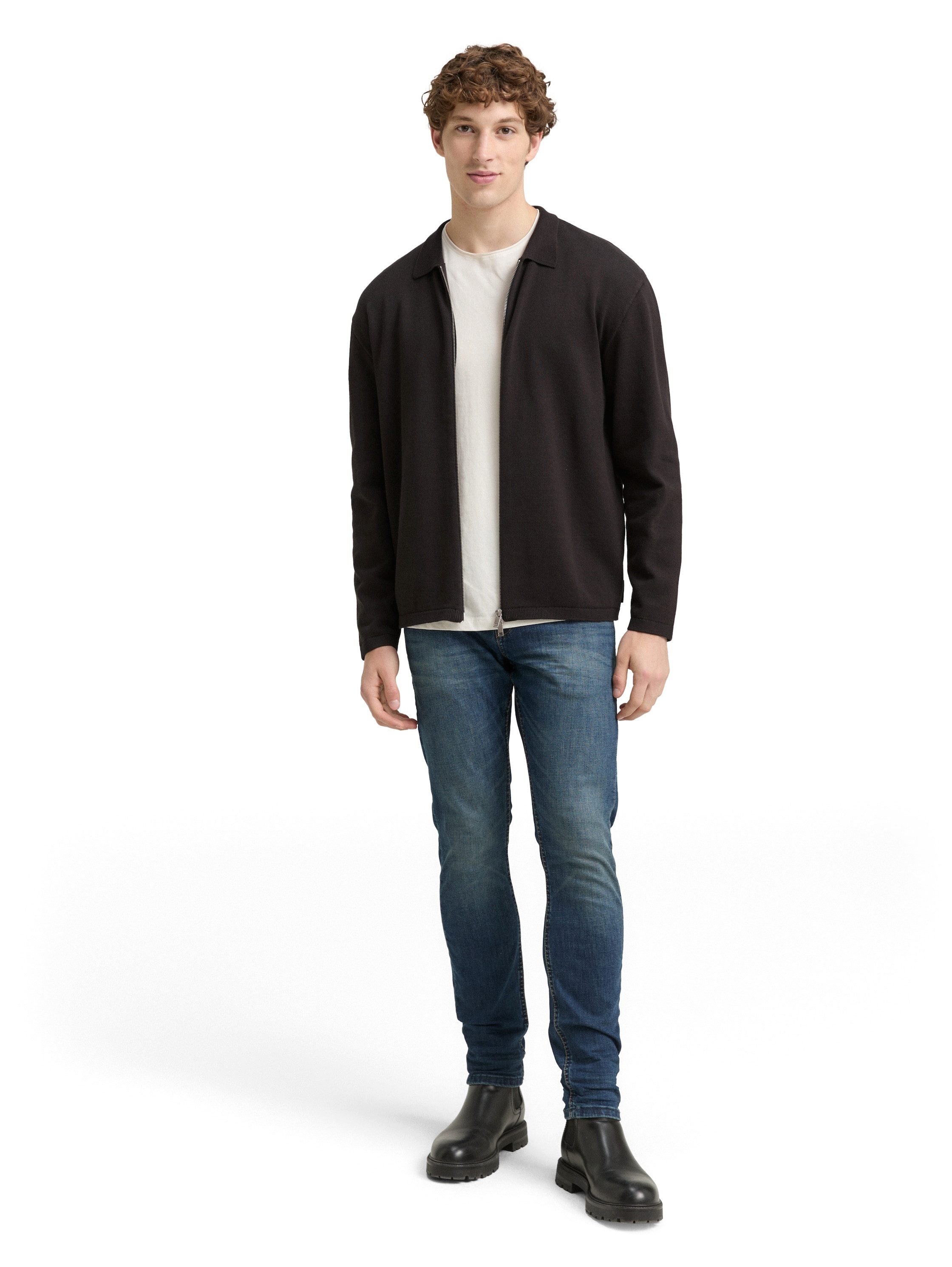 TOM TAILOR Denim Strickpullover mit Reißverschluss