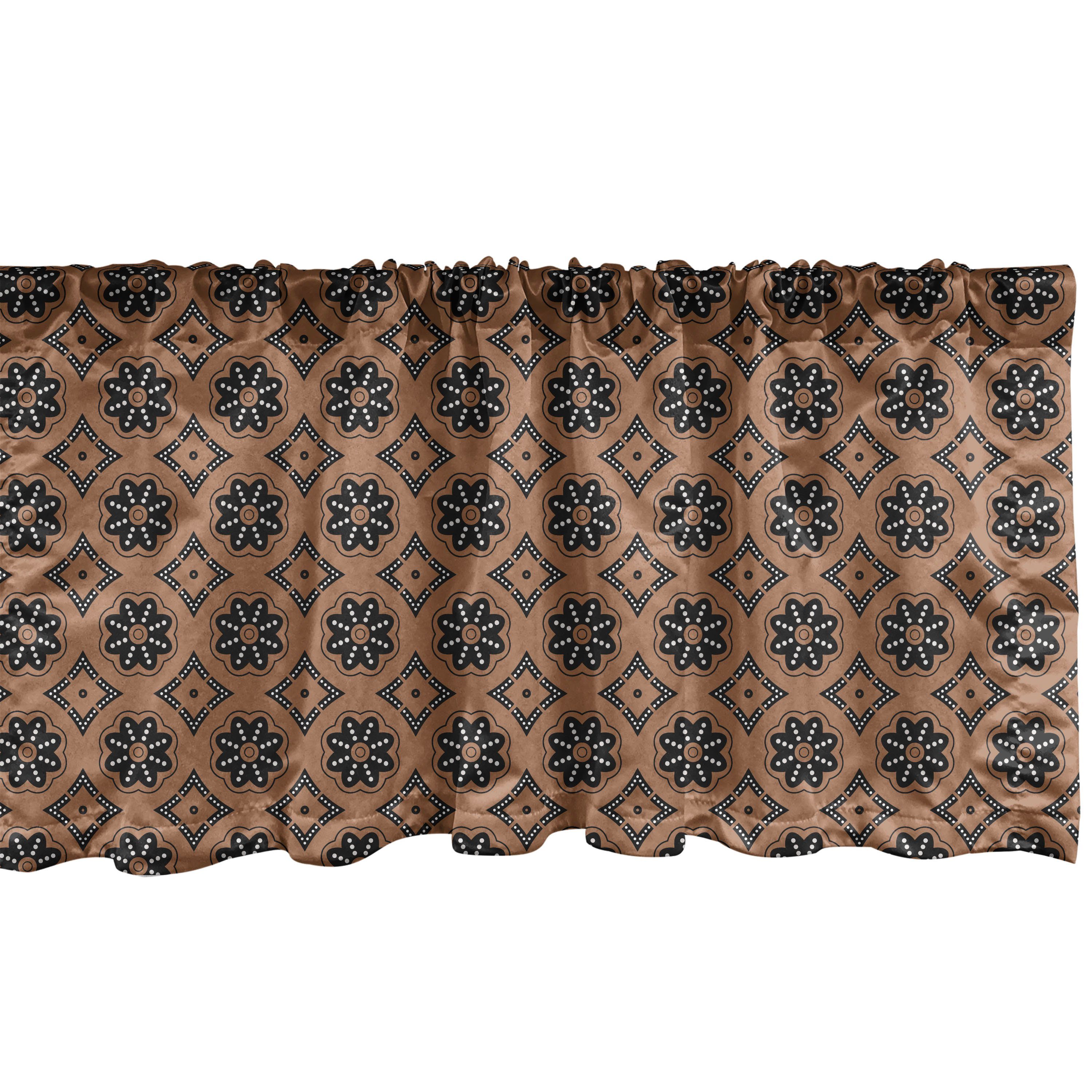 Scheibengardine Vorhang Volant für Küche Schlafzimmer Dekor mit Stangentasche, Abakuhaus, Microfaser, Aboriginal Geometric Floral Folk