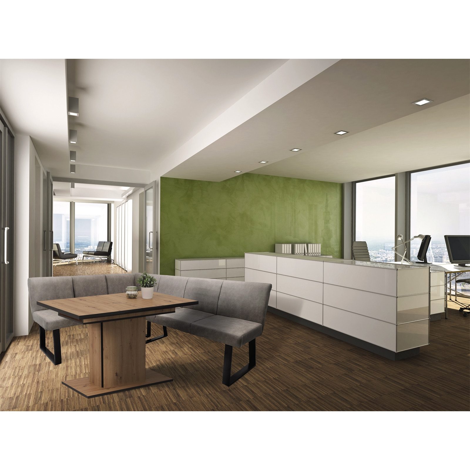 HTI-Living Eckbank Eckbank 152 x 192 cm Vemal kurzer Schenkel links (Stück, 1-St., 1 Eckbank), Sitzbank Polsterbank Kunstlederbezug Metallgestell