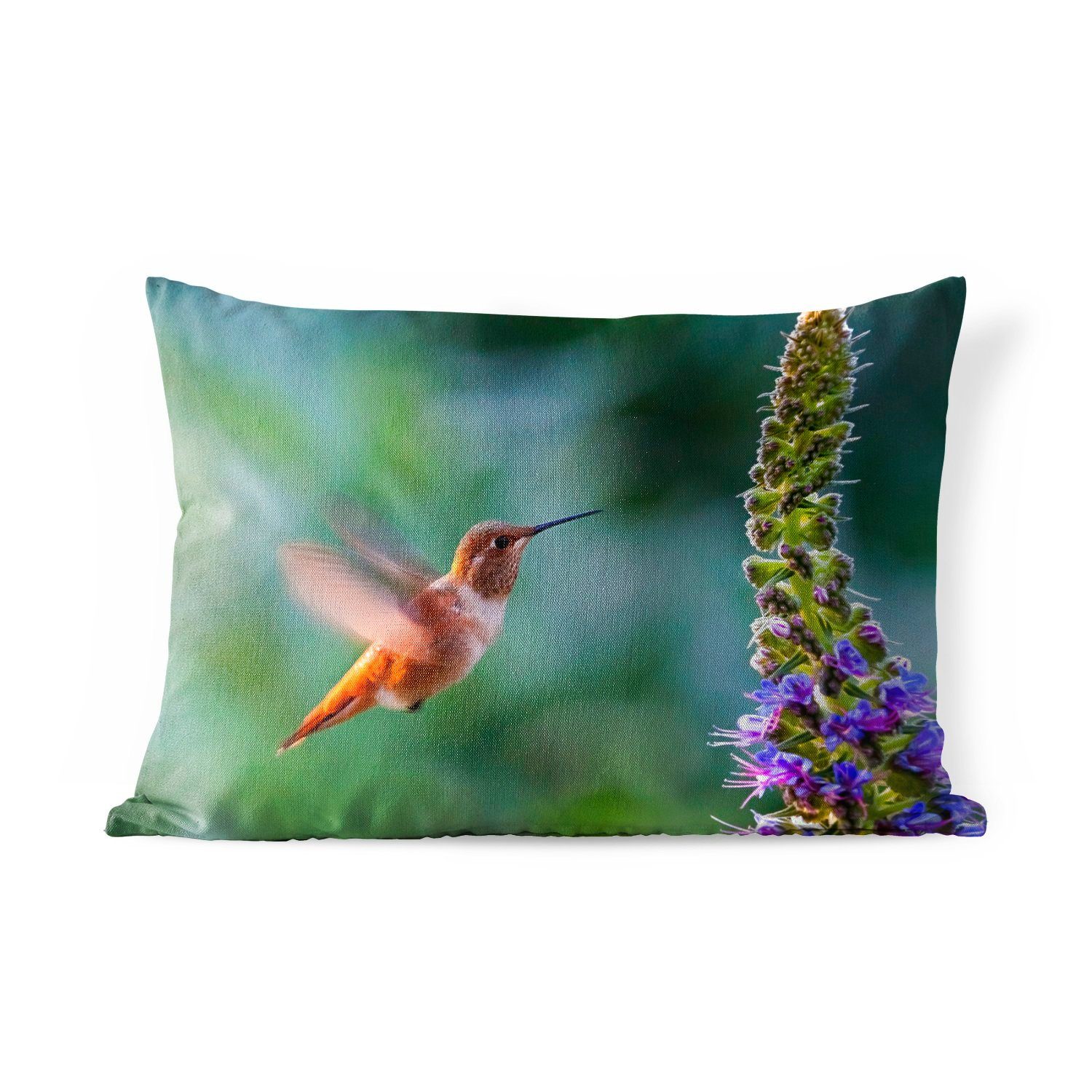 MuchoWow Dekokissen Vogel - Kolibri - Blume, Outdoor-Dekorationskissen, Polyester, Dekokissenbezug, Kissenhülle
