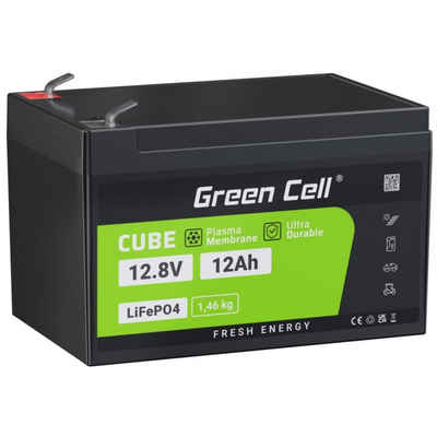 Green Cell LiFePO4 153,6Wh Akku Battery Lithium-Eisen-Phosphat-Akku Batterie, (12.8 V), Kapazität 12Ah, Spannung 12.8V, Spitzenentladestrom 24A