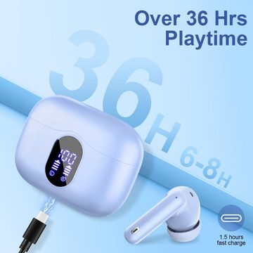 Btootos Bluetooth 5.3 Sport 4 Mikrofon LED-Anzeige HiFi Stereo wireless In-Ear-Kopfhörer (Kristallklare Anrufe und kabellose Freiheit für maximale Flexibilität, Bluetooth, mit 40 std Spielzeit ENC Lärmreduzierung Ohrhörer für Arbeit & Studium)