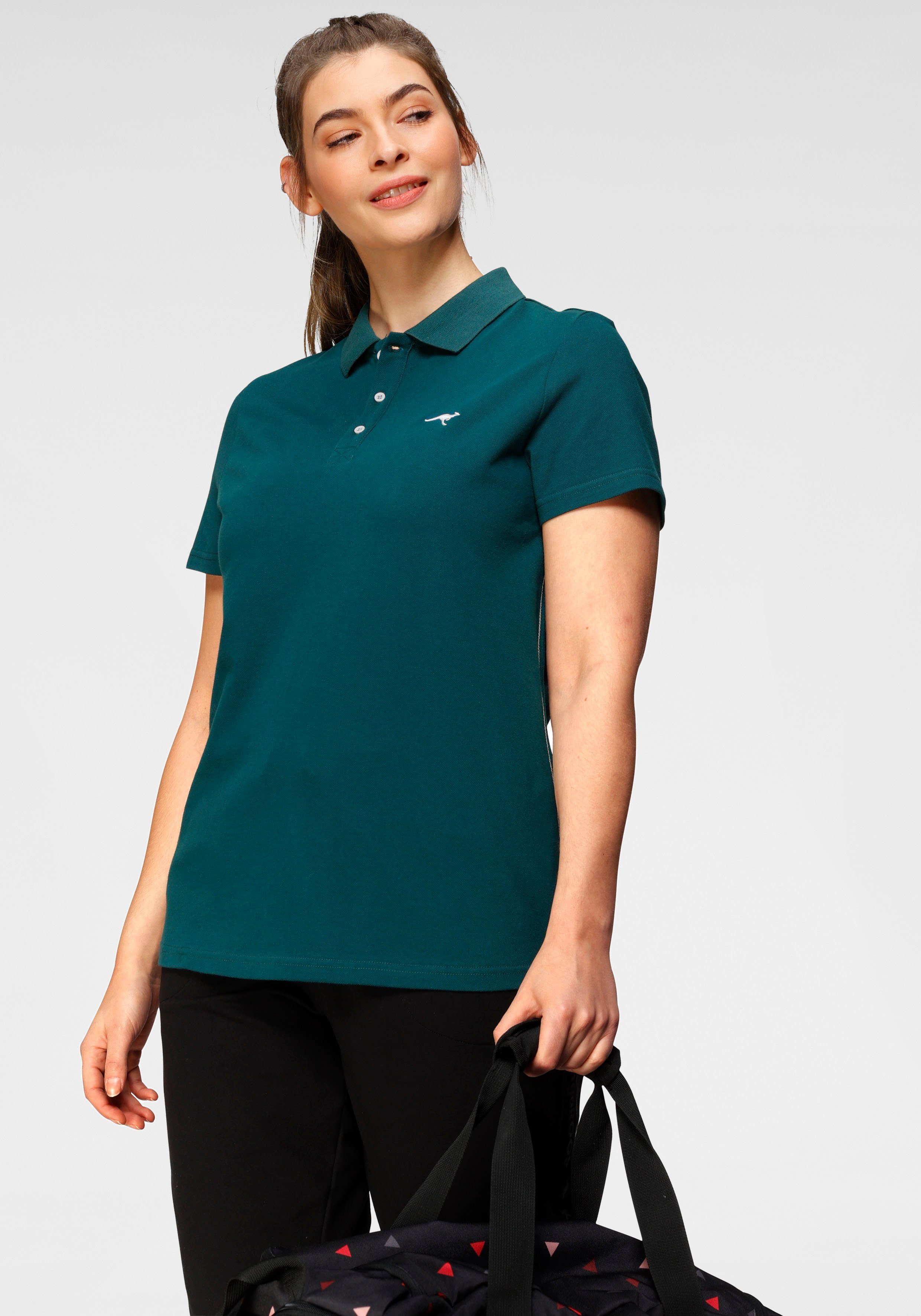 KangaROOS Poloshirt Kurzarm, unifarben, Polokragen, aus Baumwolle, große Größen
